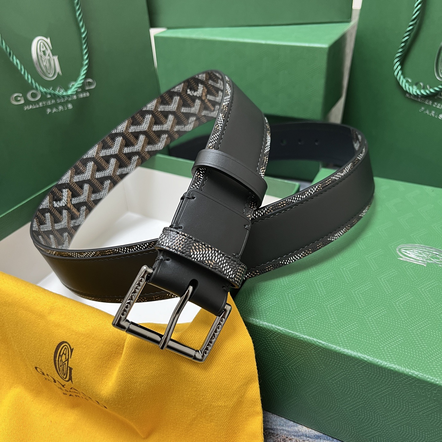 Goyard 고야드 소가죽 도그투스 코팅 캔버스 벨트 4cm 1