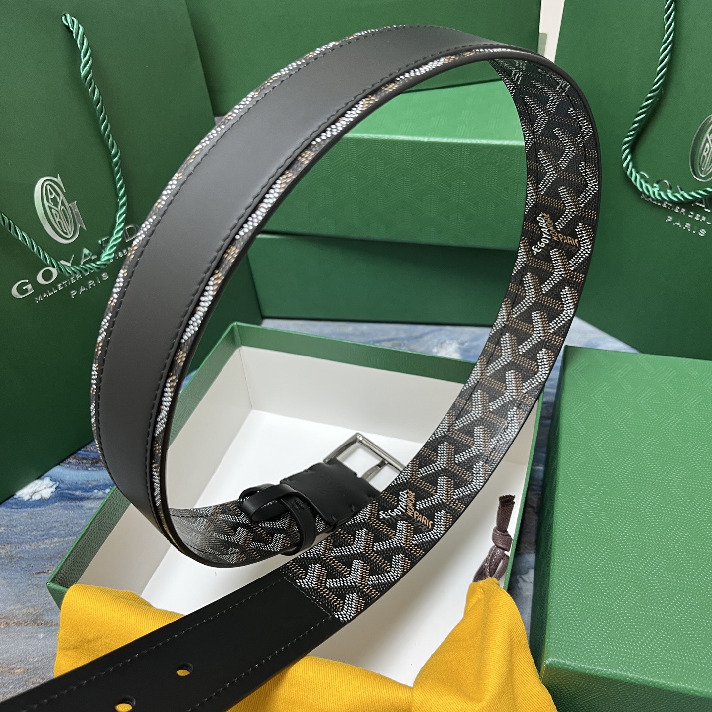 Goyard 고야드 소가죽 도그투스 코팅 캔버스 벨트 4cm 3