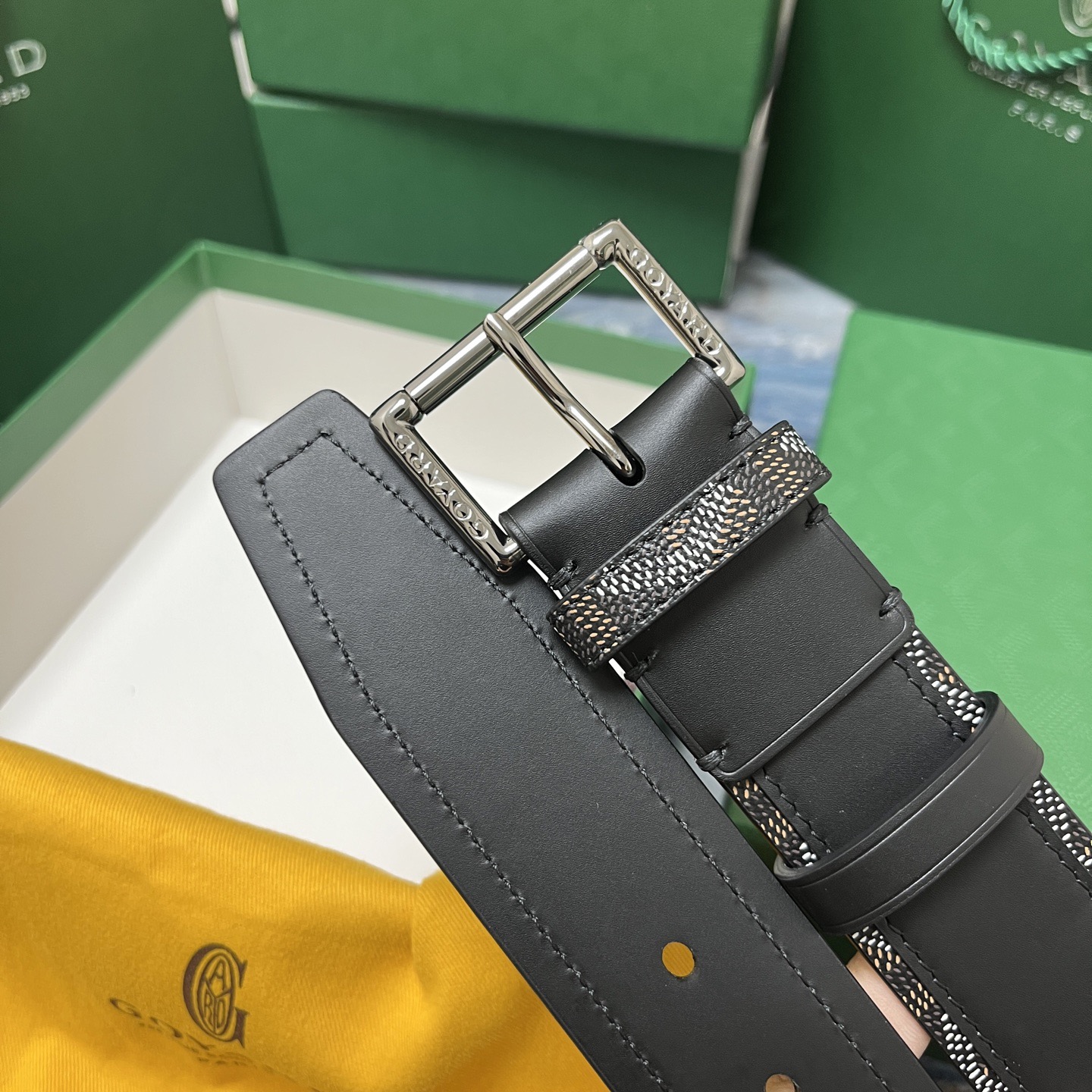 Goyard 고야드 소가죽 도그투스 코팅 캔버스 벨트 4cm 5