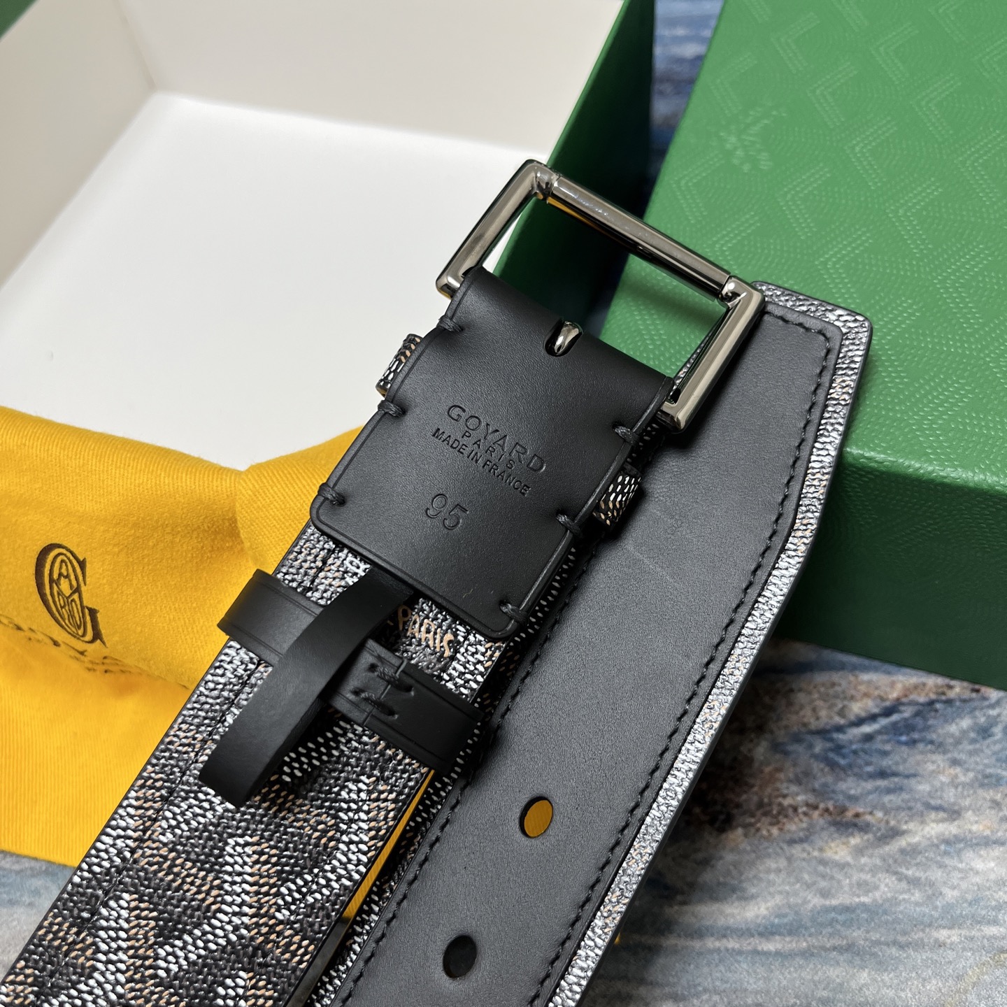 Goyard 고야드 소가죽 도그투스 코팅 캔버스 벨트 4cm 6