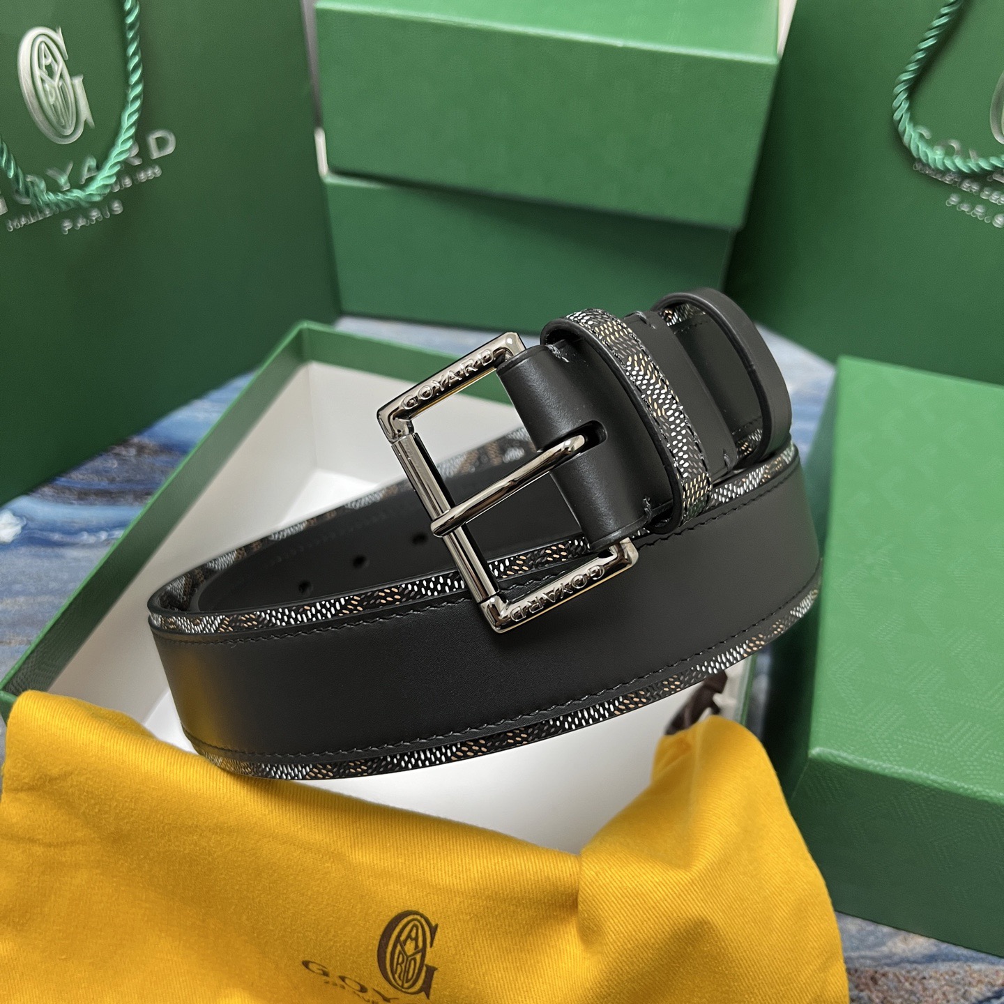 Goyard 고야드 소가죽 도그투스 코팅 캔버스 벨트 4cm 7