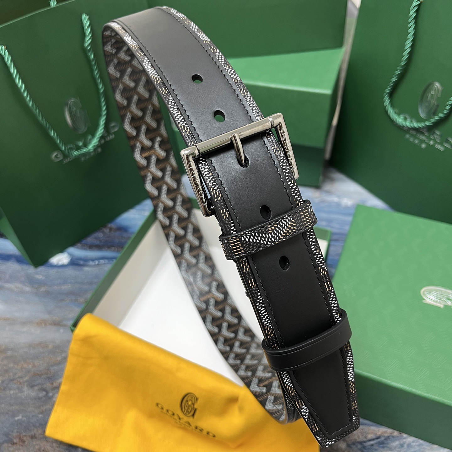Goyard 고야드 소가죽 도그투스 코팅 캔버스 벨트 4cm 8