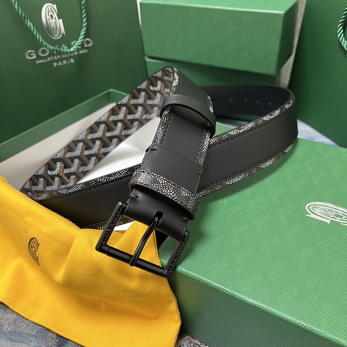 Goyard 고야드 소가죽 도그투스 코팅 캔버스 벨트 4cm 1