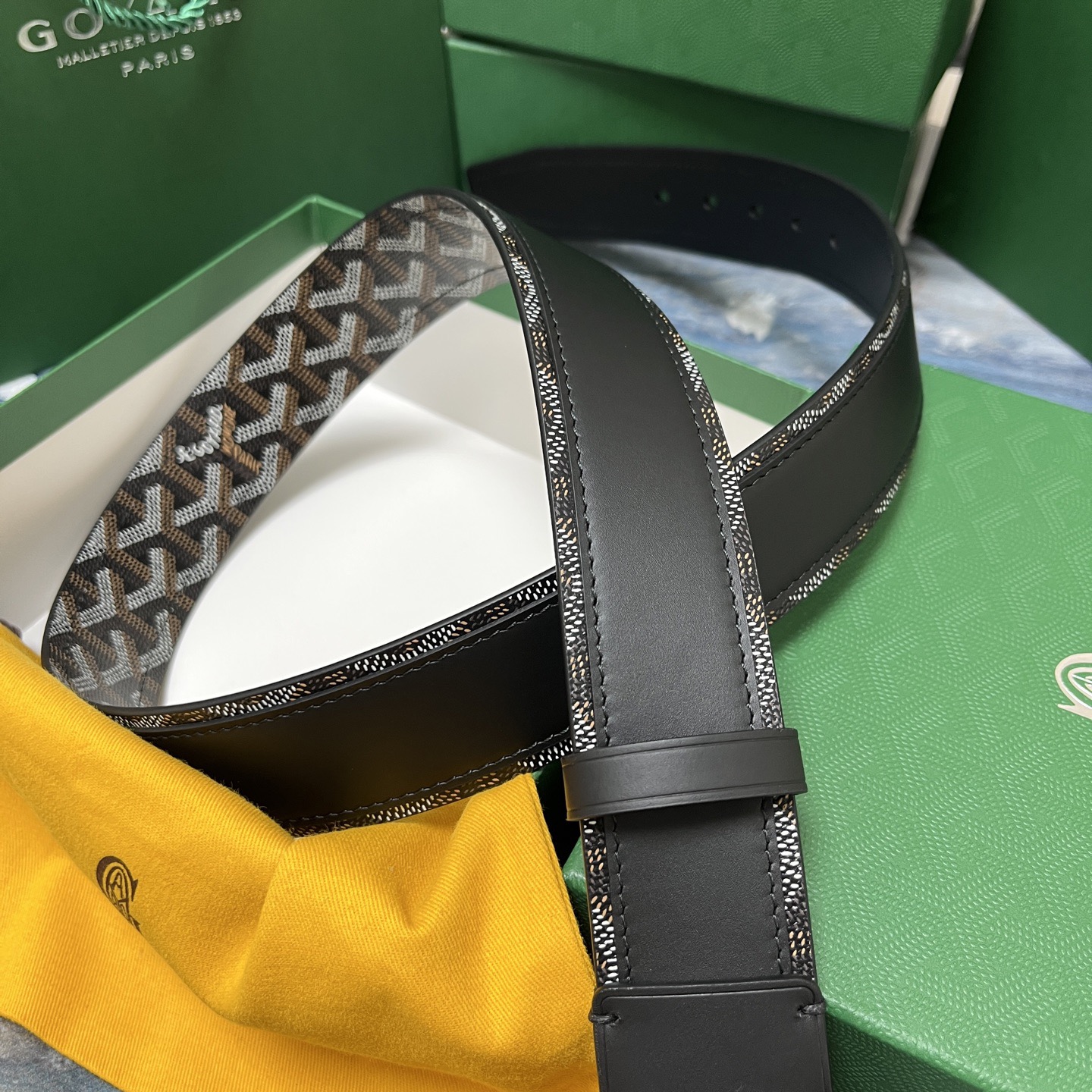 Goyard 고야드 소가죽 도그투스 코팅 캔버스 벨트 4cm 3