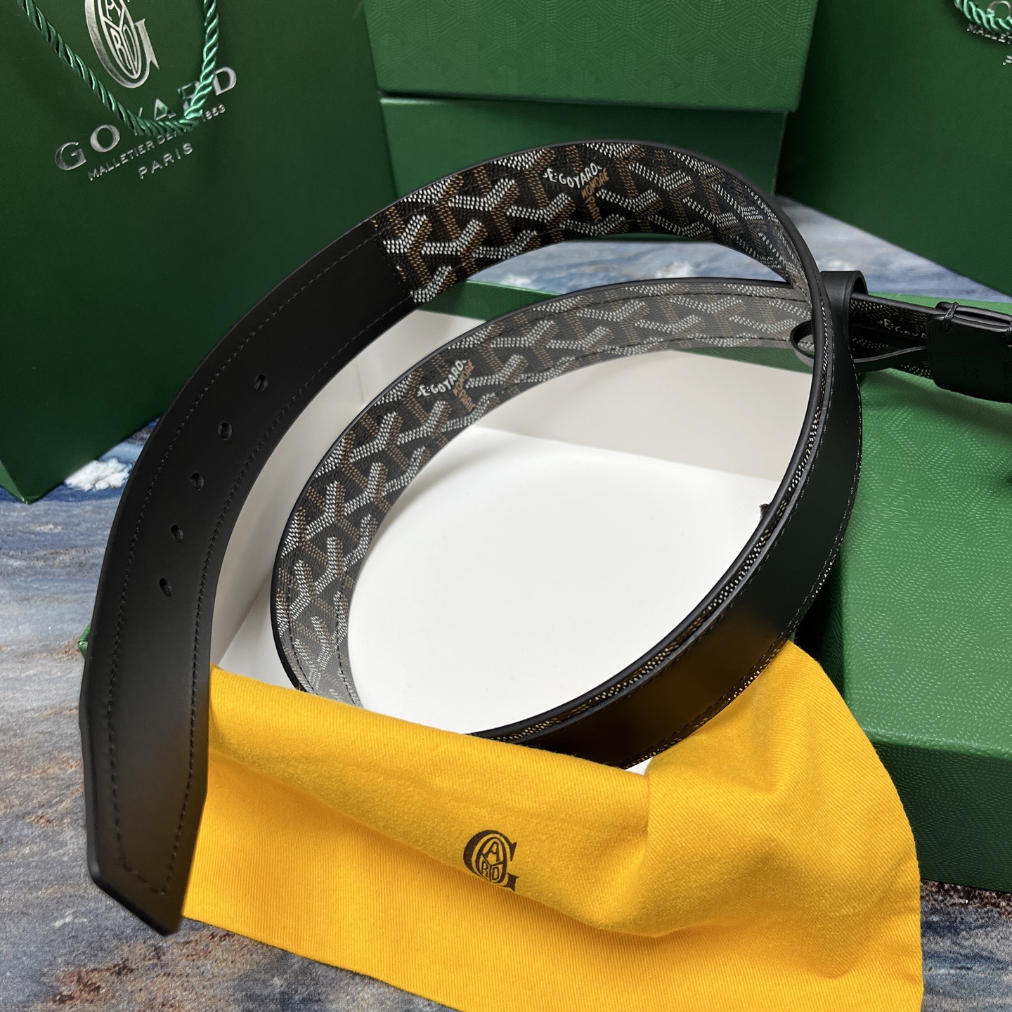 Goyard 고야드 소가죽 도그투스 코팅 캔버스 벨트 4cm 4