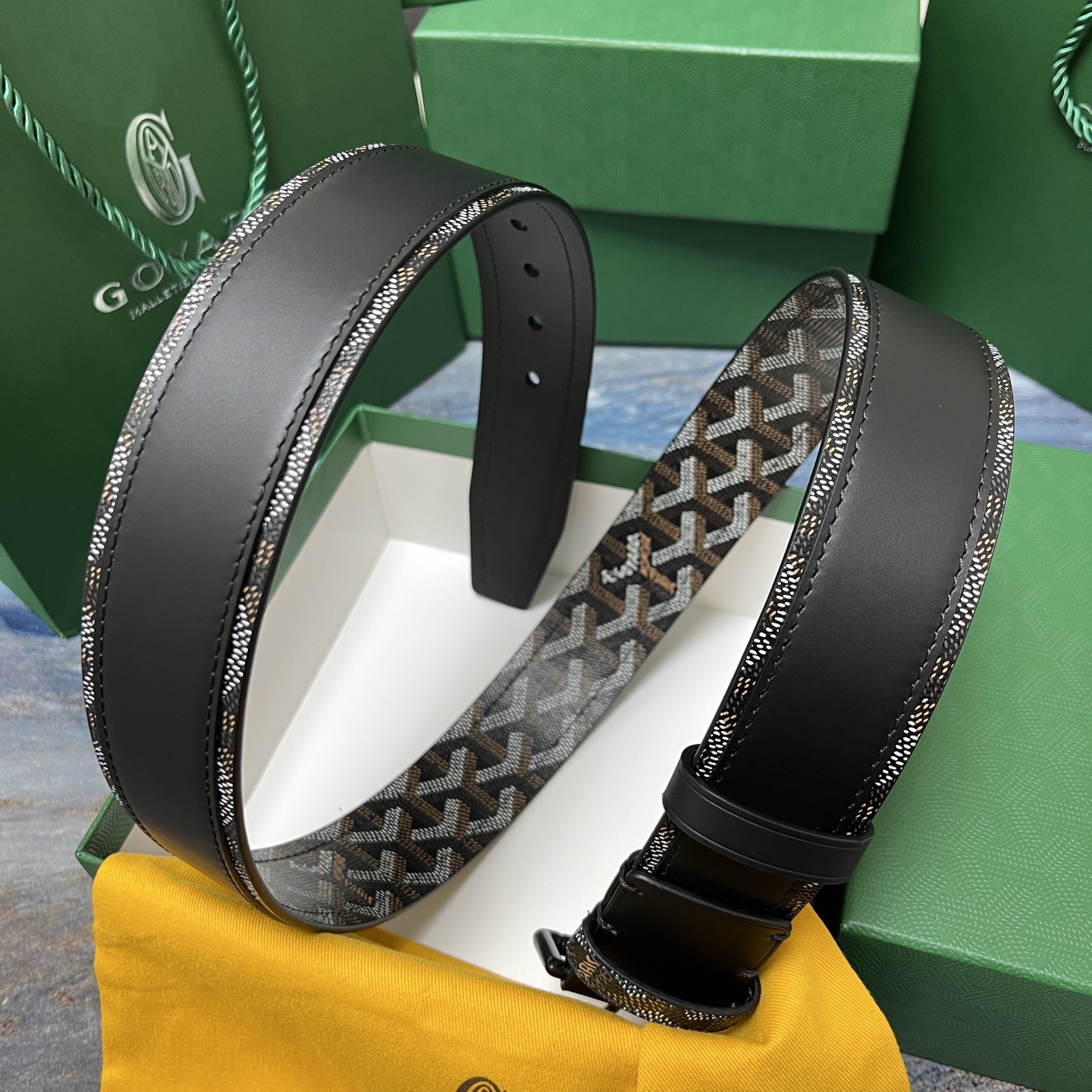 Goyard 고야드 소가죽 도그투스 코팅 캔버스 벨트 4cm 5