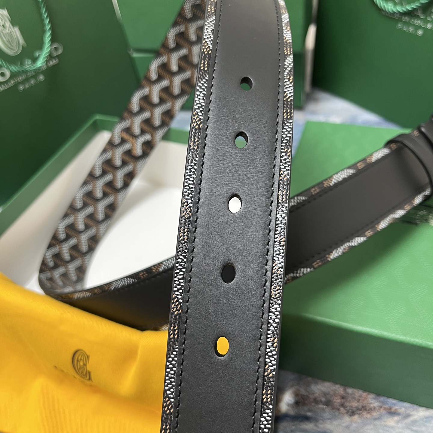 Goyard 고야드 소가죽 도그투스 코팅 캔버스 벨트 4cm 6