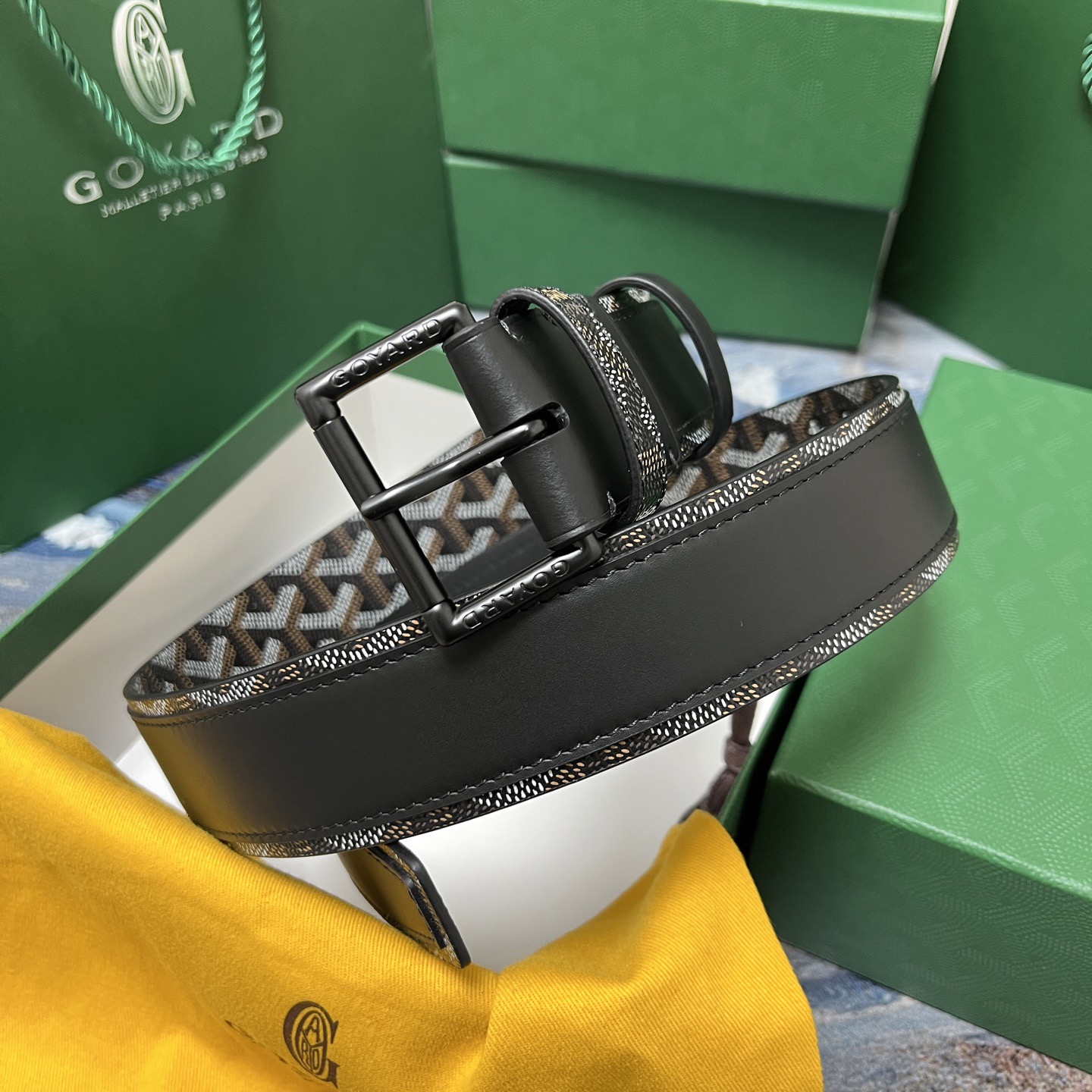 Goyard 고야드 소가죽 도그투스 코팅 캔버스 벨트 4cm 9