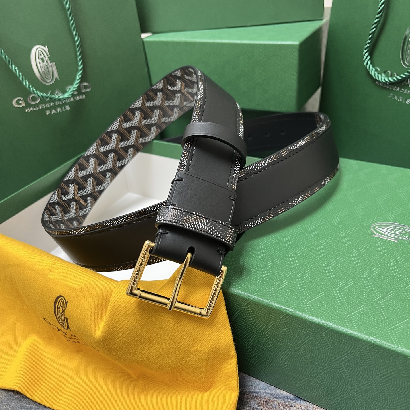 Goyard 고야드 소가죽 도그투스 코팅 캔버스 벨트 4cm 1