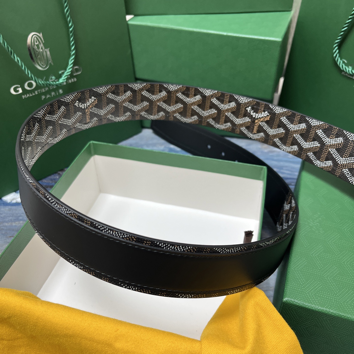 Goyard 고야드 소가죽 도그투스 코팅 캔버스 벨트 4cm 4