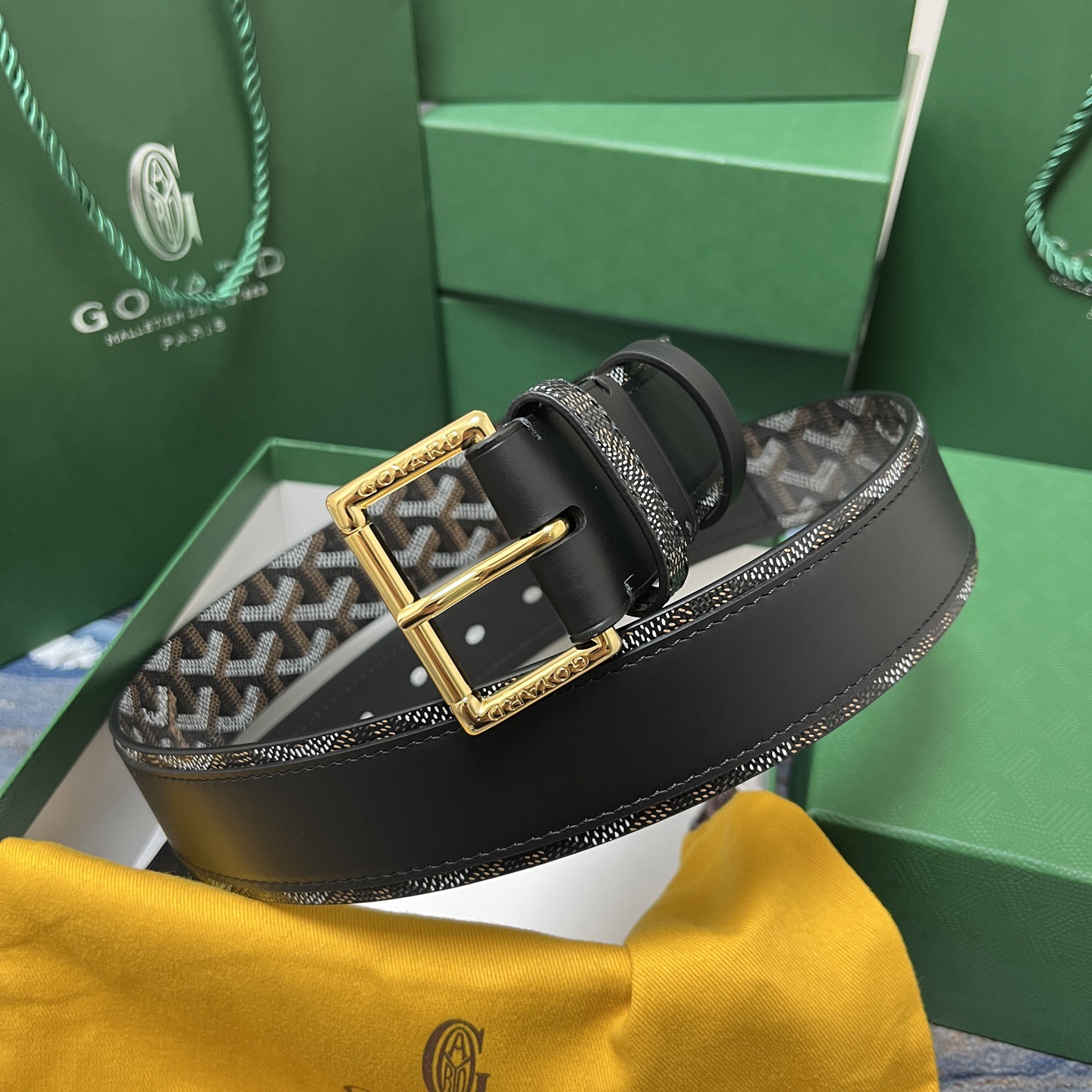 Goyard 고야드 소가죽 도그투스 코팅 캔버스 벨트 4cm 6