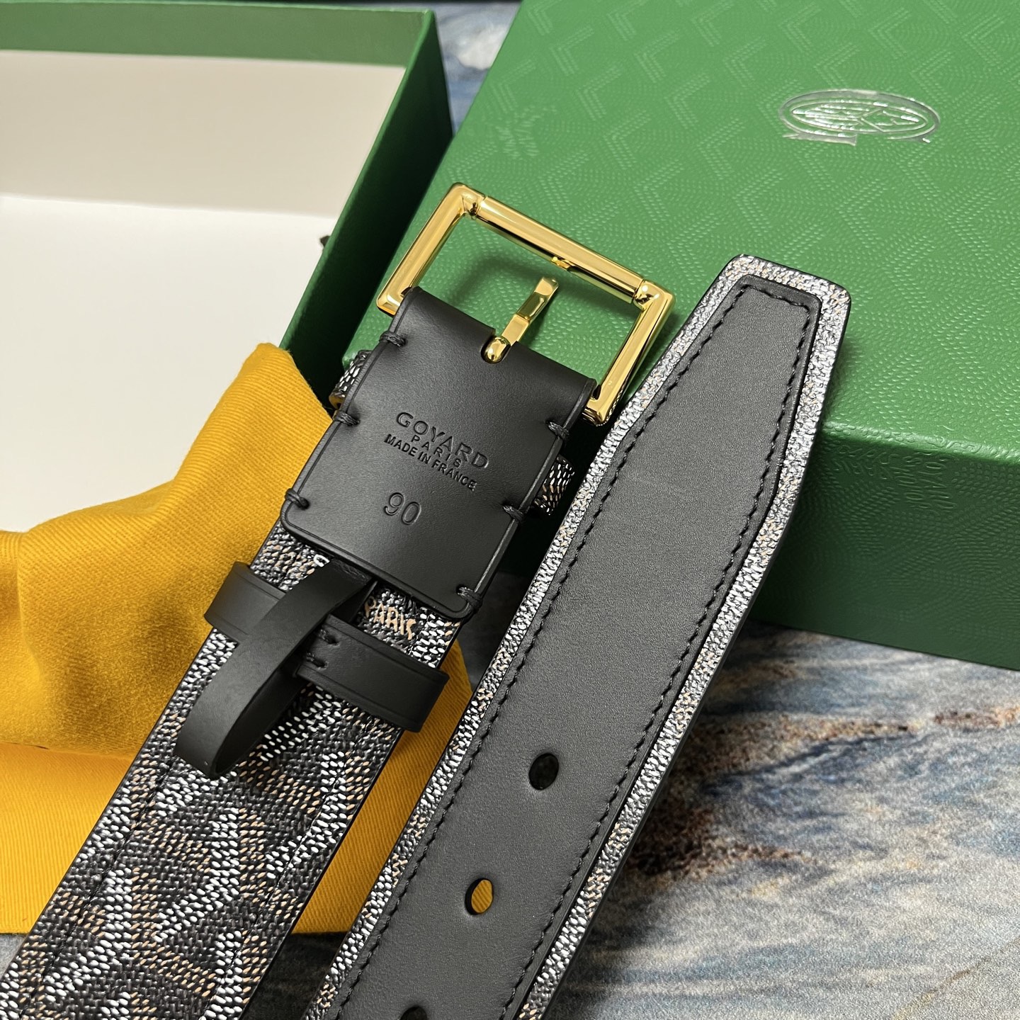 Goyard 고야드 소가죽 도그투스 코팅 캔버스 벨트 4cm 8