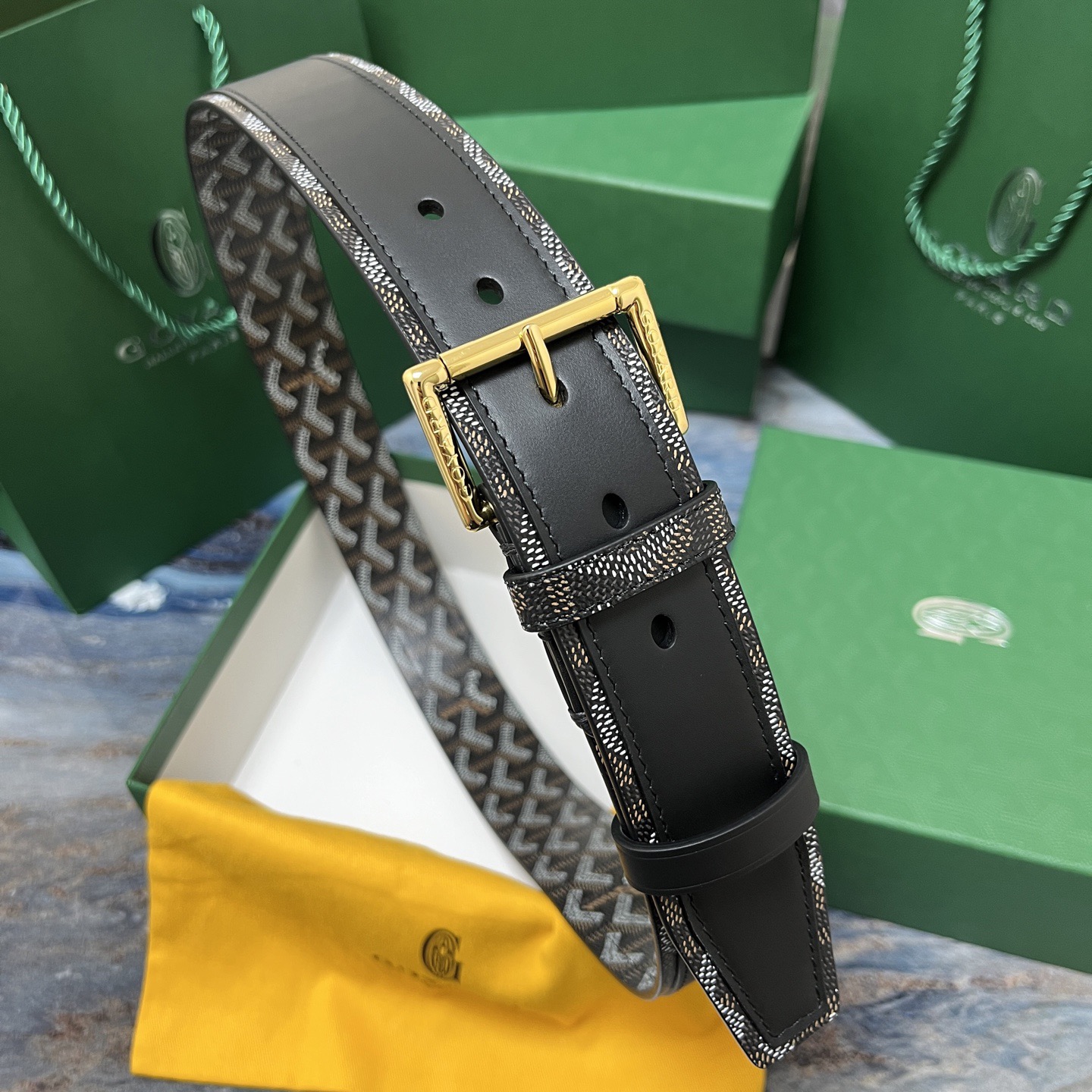 Goyard 고야드 소가죽 도그투스 코팅 캔버스 벨트 4cm 9