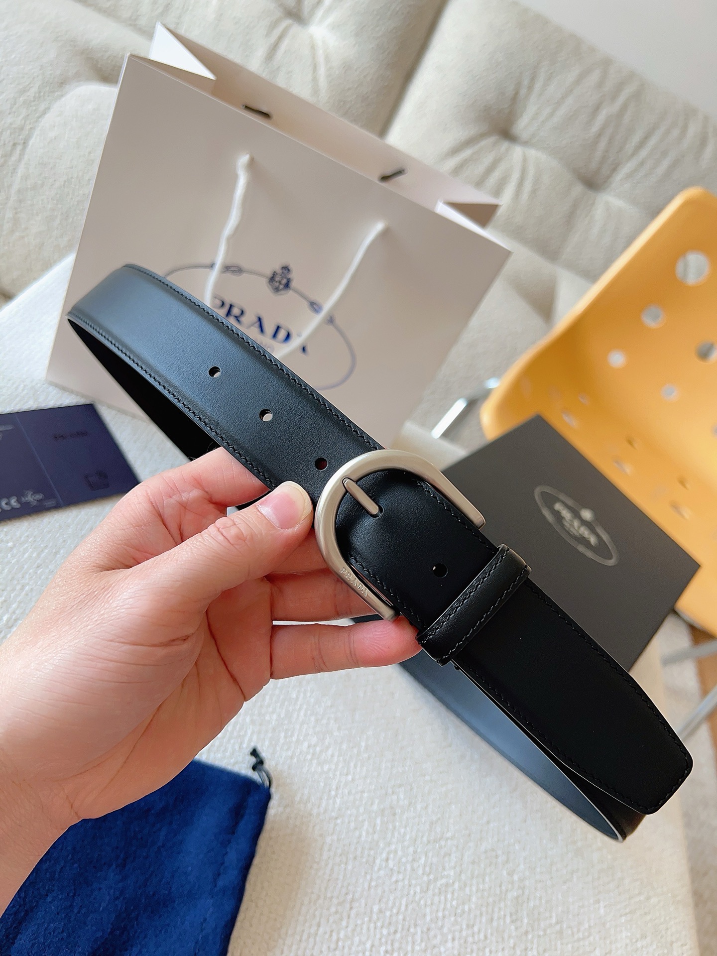 Prada 프라다 남성 가죽 벨트 35mm 3