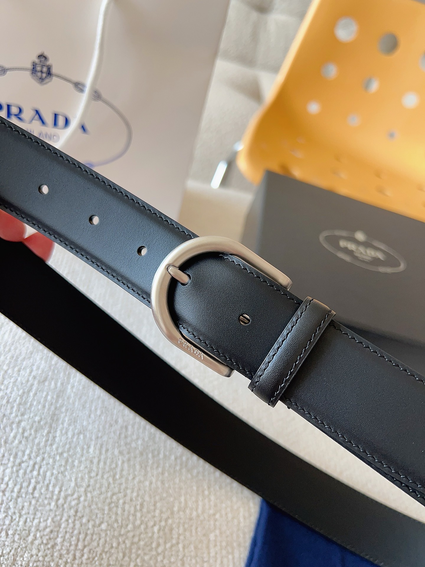 Prada 프라다 남성 가죽 벨트 35mm 4