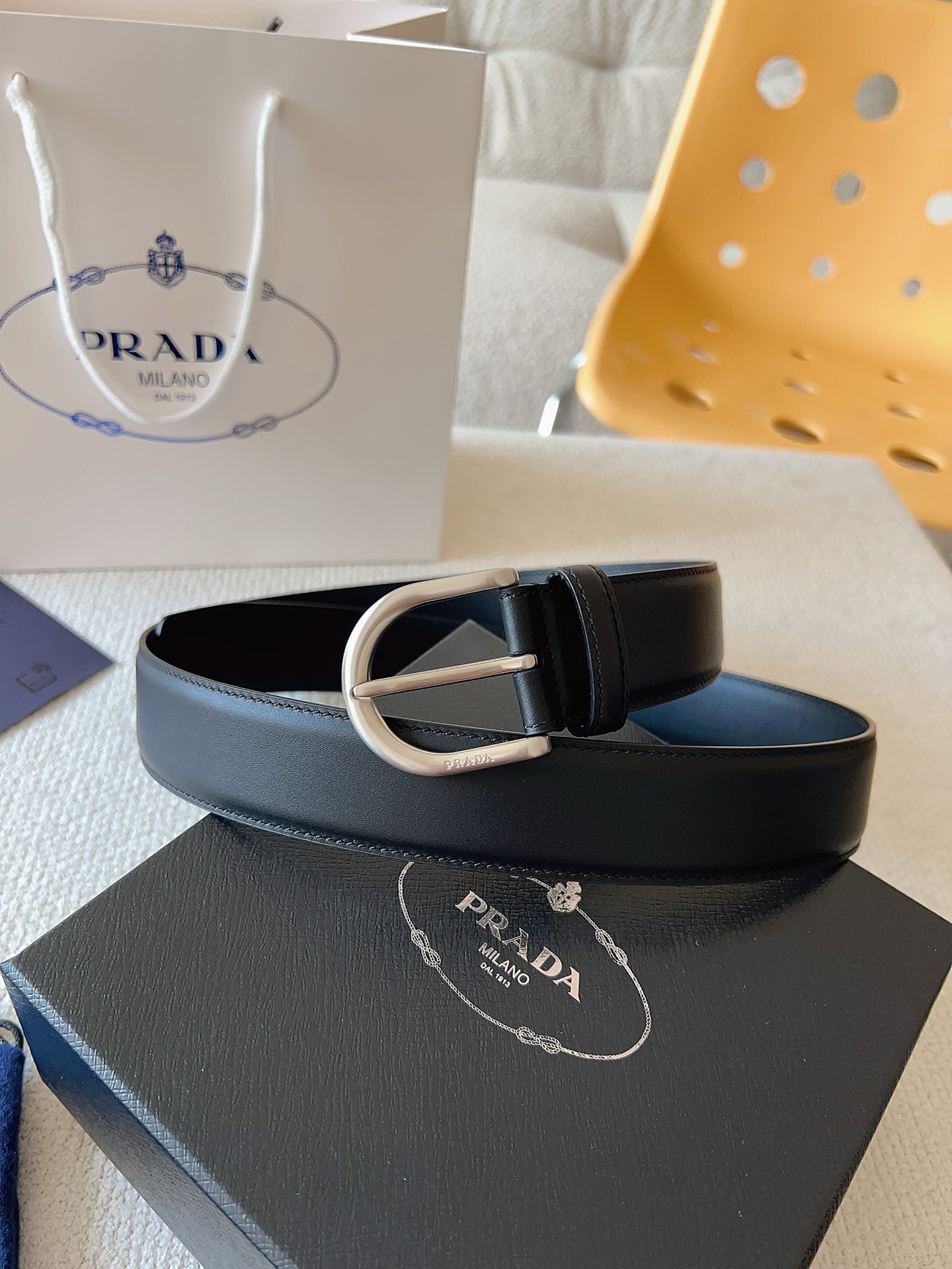 Prada 프라다 남성 가죽 벨트 35mm 5