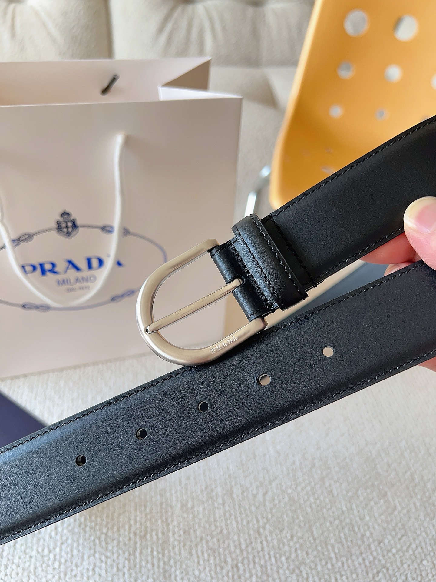 Prada 프라다 남성 가죽 벨트 35mm 6