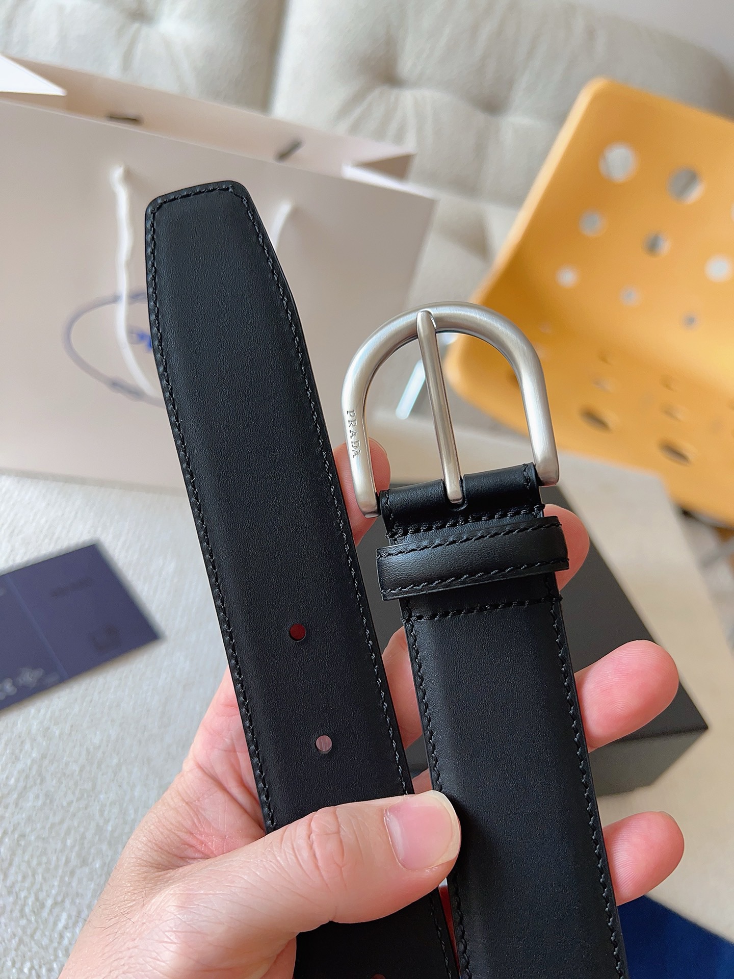 Prada 프라다 남성 가죽 벨트 35mm 7