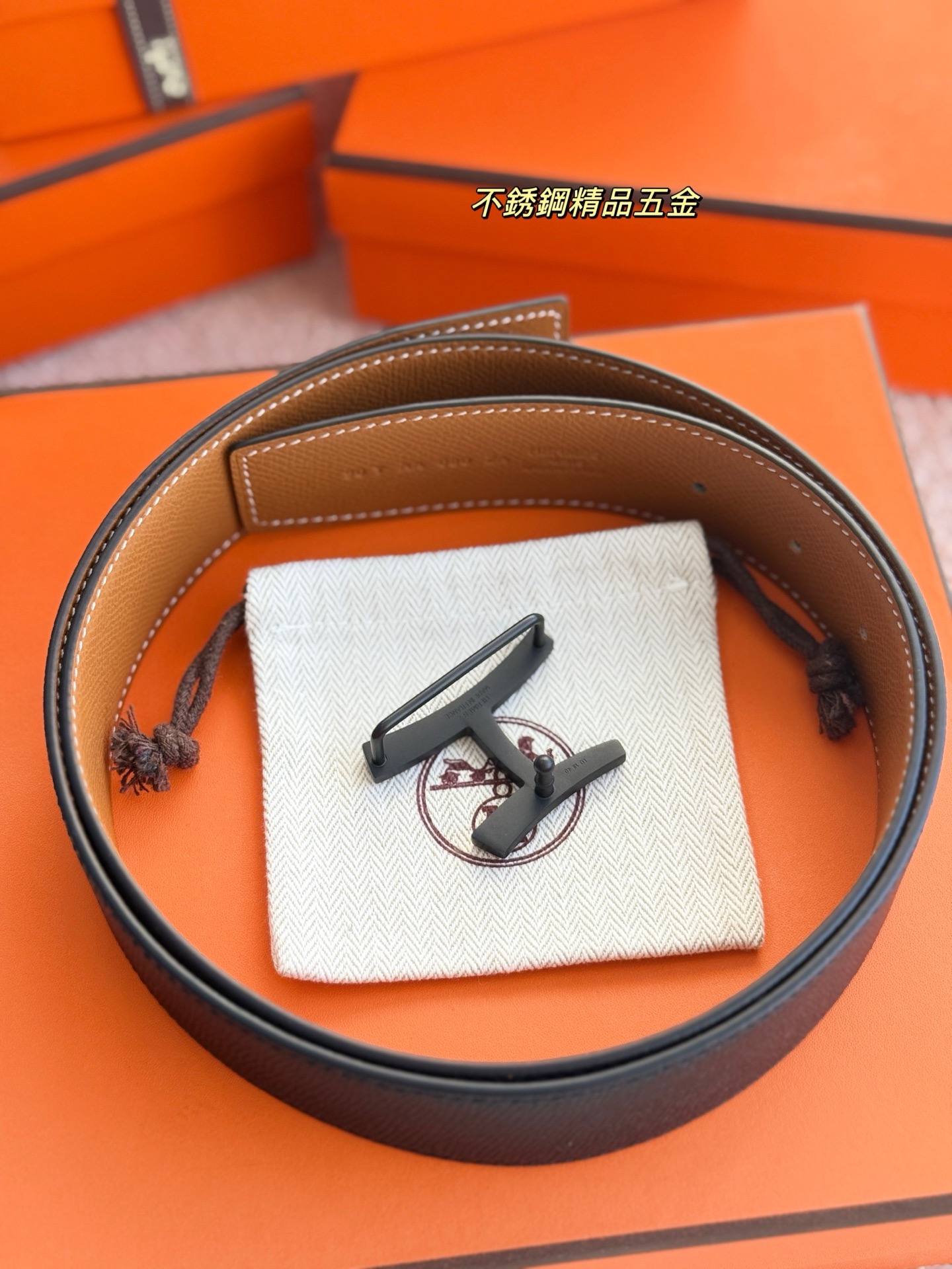 Hermes 에르메스 스크립트 에뮬송 리버서블 가죽 벨트 38mm 4