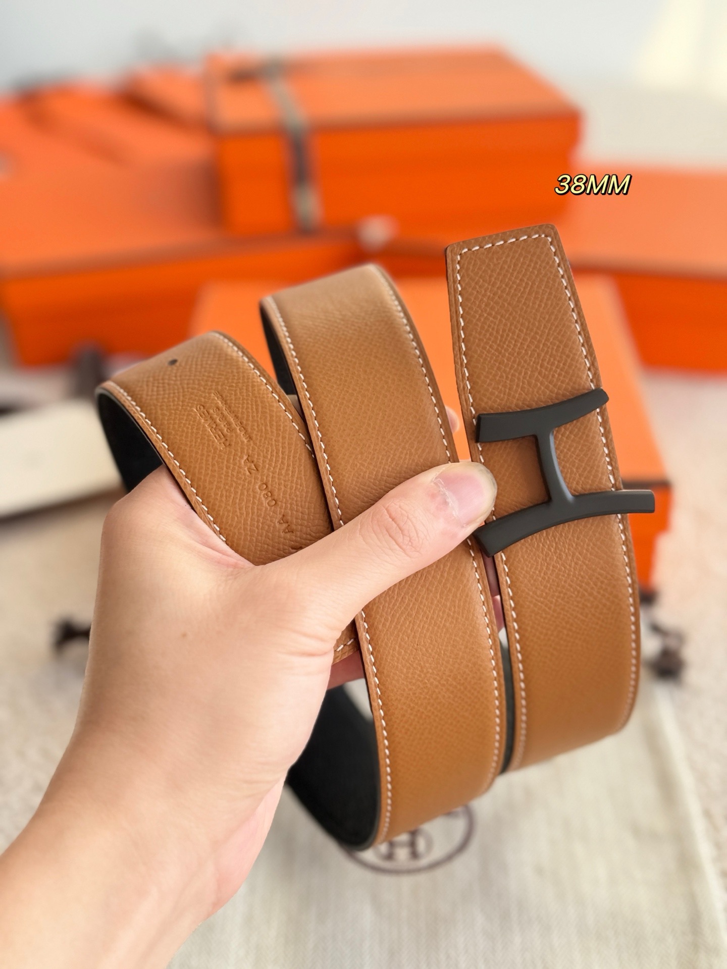 Hermes 에르메스 스크립트 에뮬송 리버서블 가죽 벨트 38mm 5