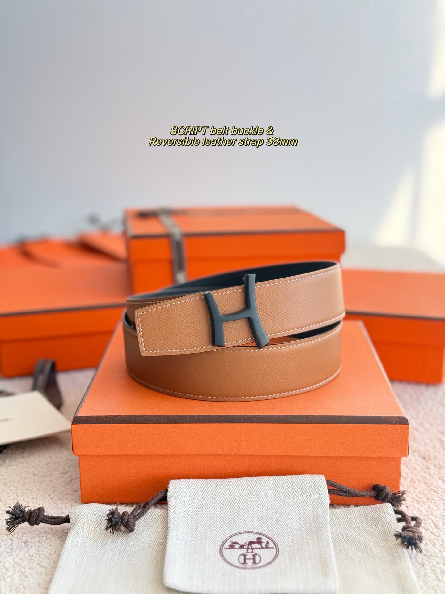 Hermes 에르메스 스크립트 에뮬송 리버서블 가죽 벨트 38mm 6