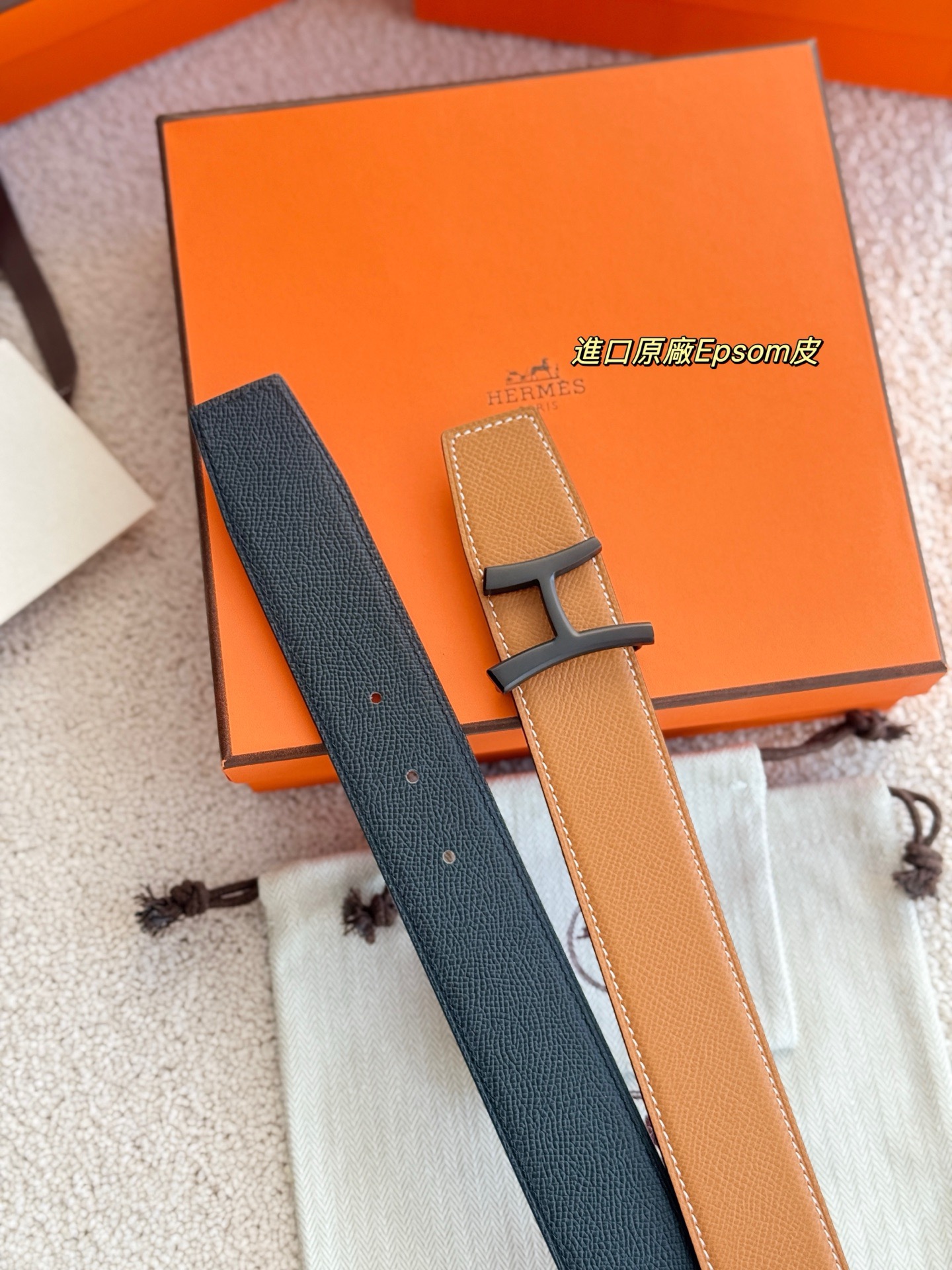 Hermes 에르메스 스크립트 에뮬송 리버서블 가죽 벨트 38mm 7