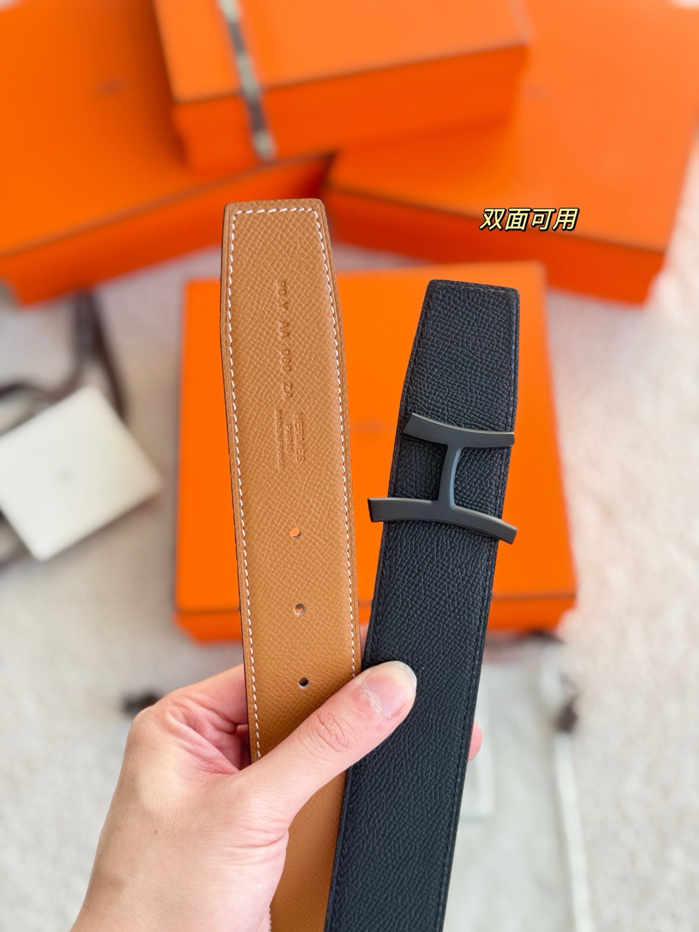Hermes 에르메스 스크립트 에뮬송 리버서블 가죽 벨트 38mm 8