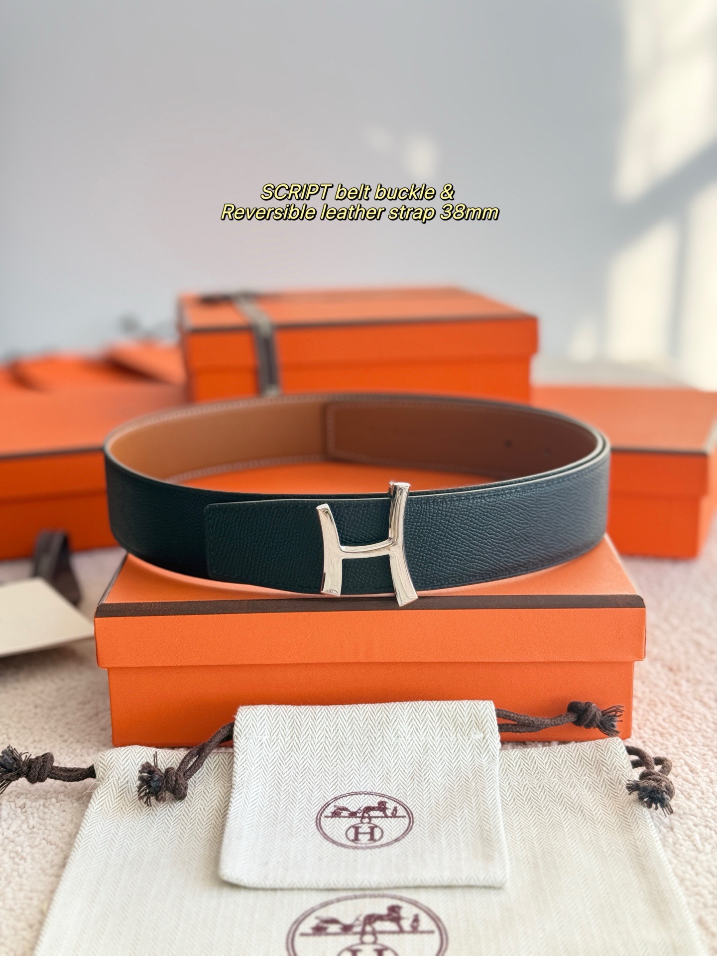 Hermes 에르메스 스크립트 버클 벨트 38mm – 앱솜 / 토고 가죽 (양면 리버서블) 2