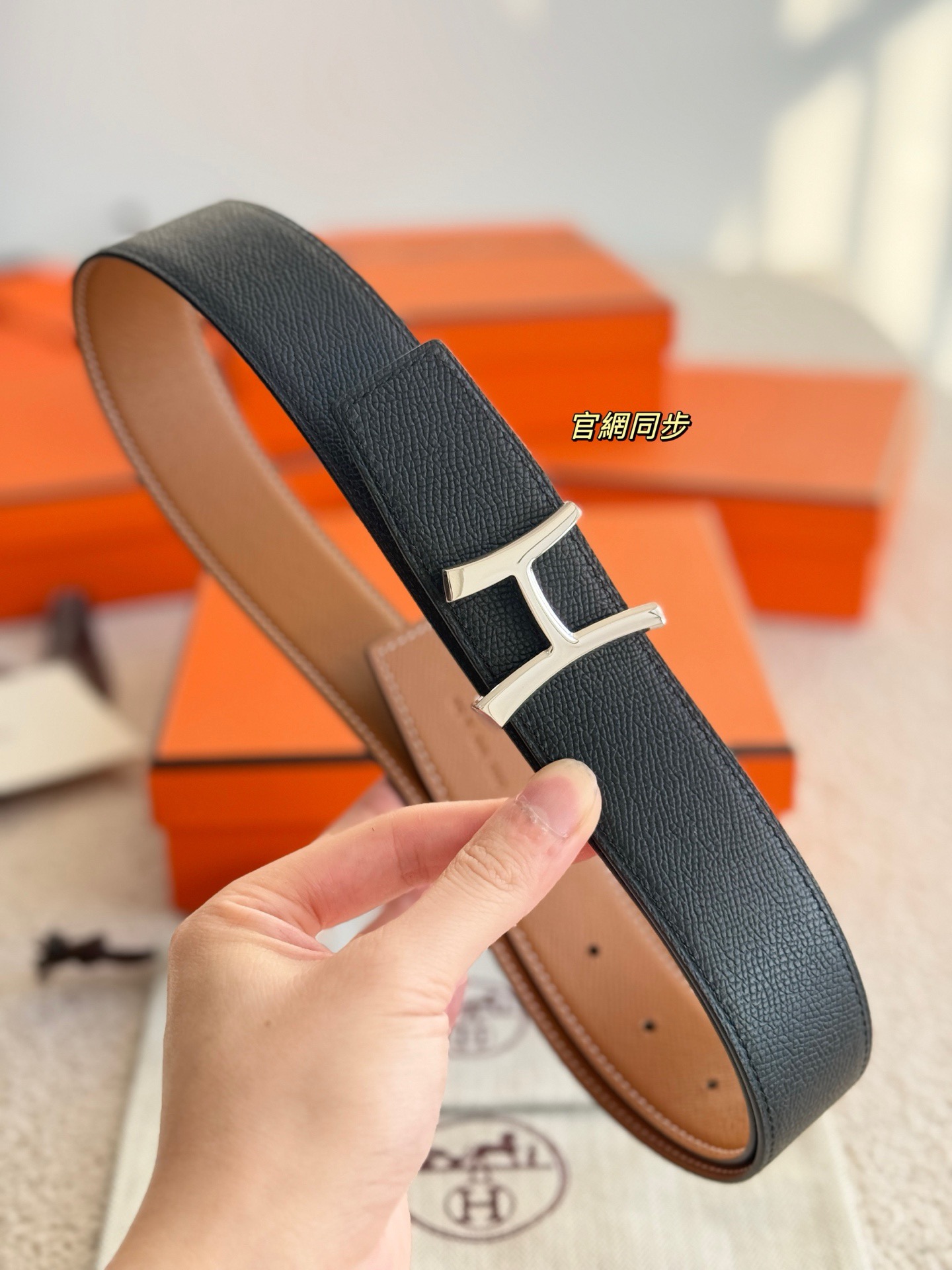 Hermes 에르메스 스크립트 버클 벨트 38mm – 앱솜 / 토고 가죽 (양면 리버서블) 3