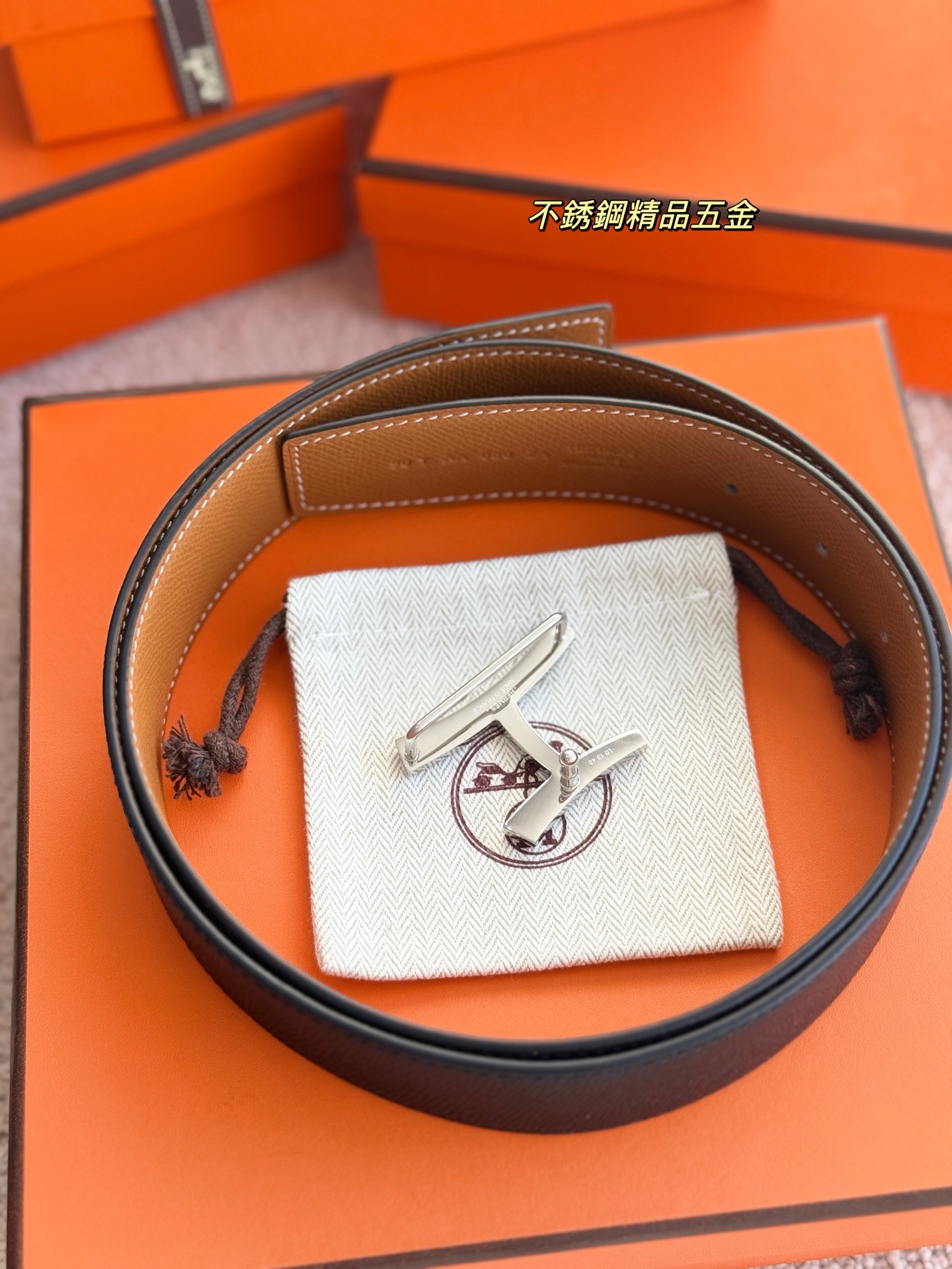 Hermes 에르메스 스크립트 버클 벨트 38mm – 앱솜 / 토고 가죽 (양면 리버서블) 4