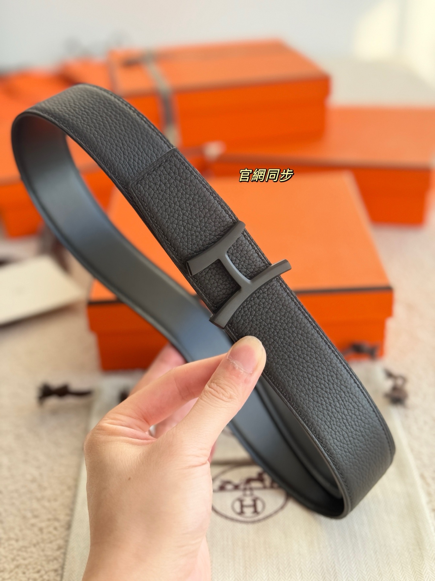 Hermes 에르메스 스크립트 버클 벨트 38mm – 앱솜 / 토고 가죽 (양면 리버서블) 3