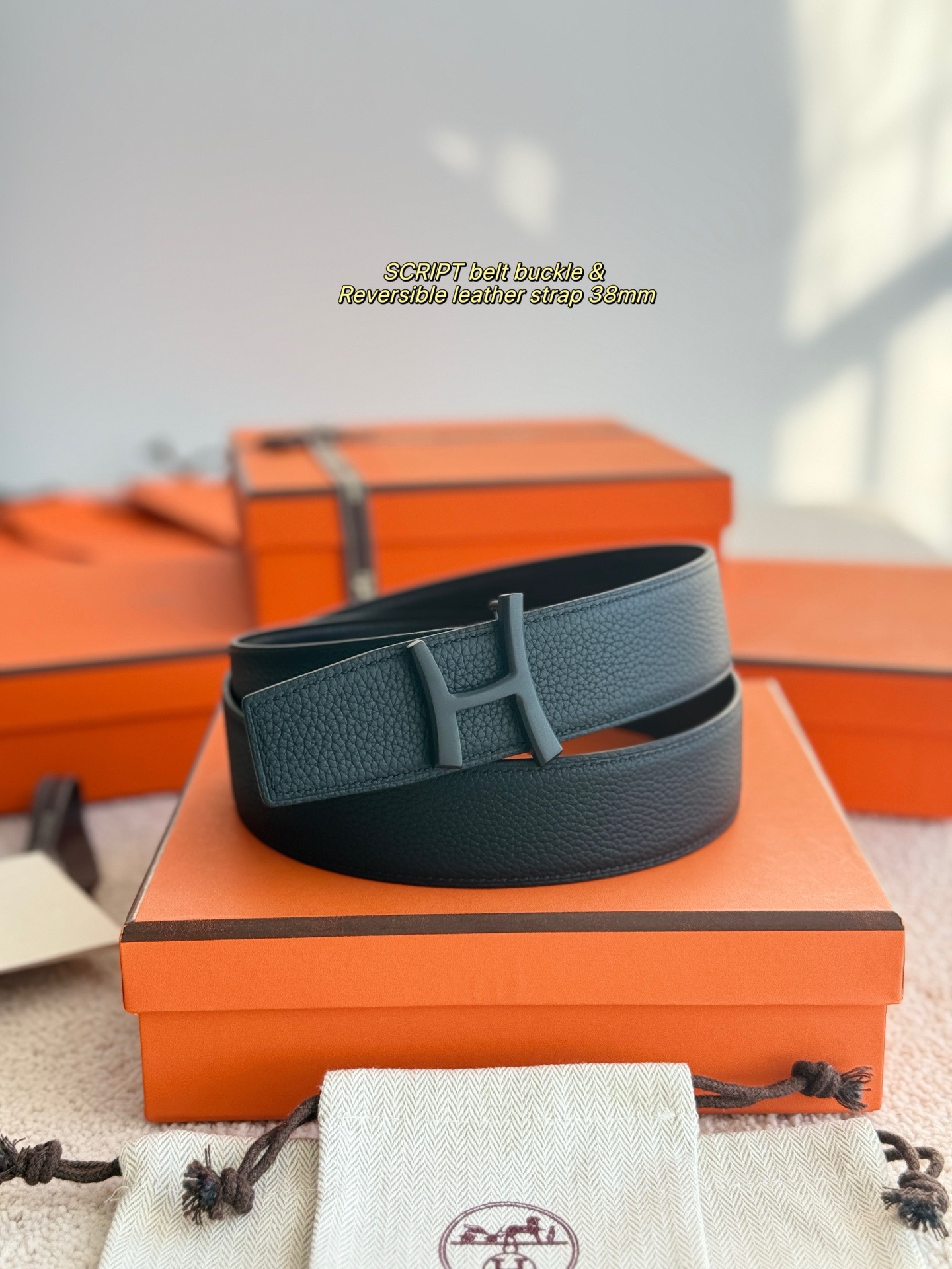 Hermes 에르메스 스크립트 버클 벨트 38mm – 앱솜 / 토고 가죽 (양면 리버서블) 6