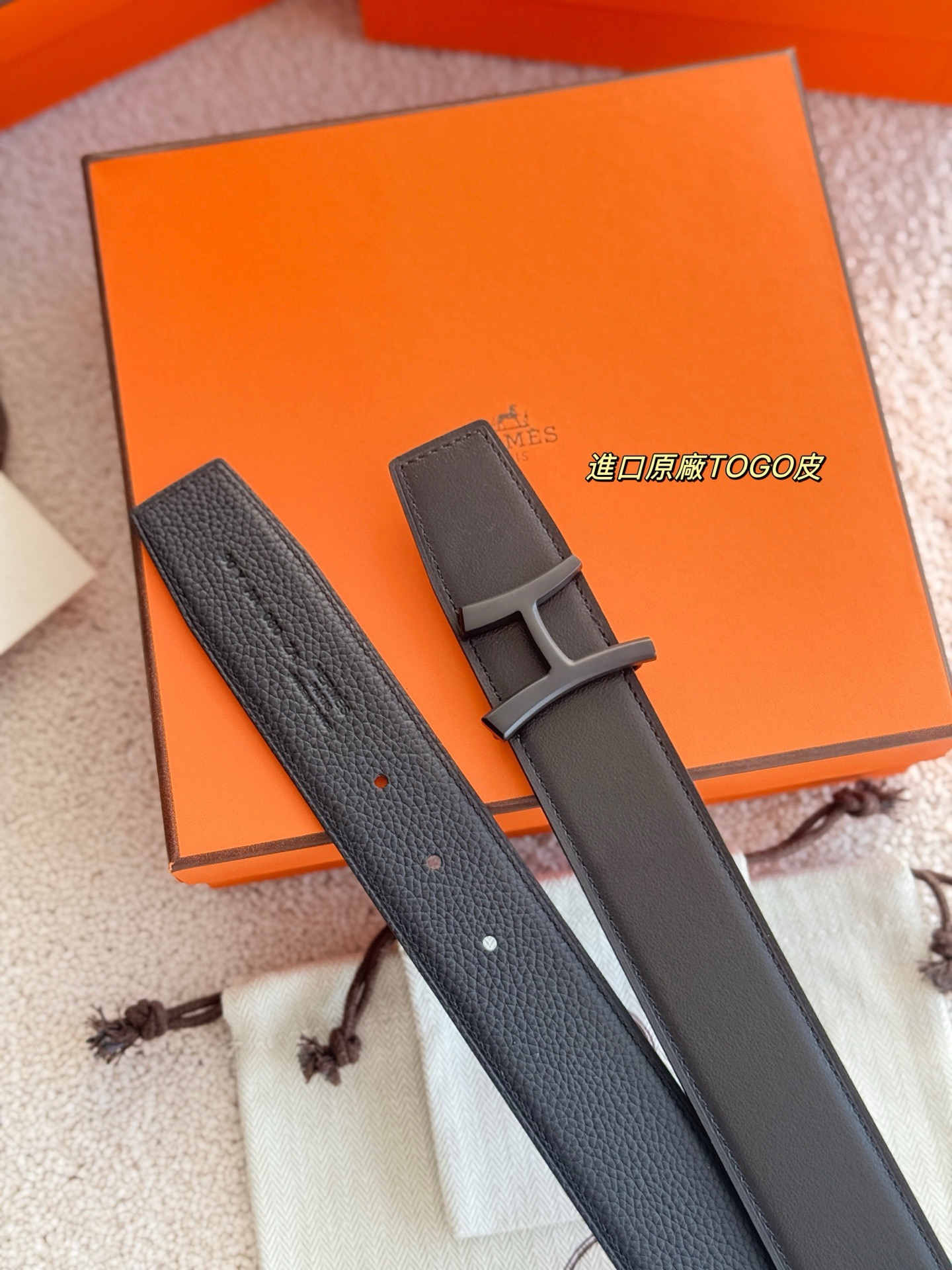 Hermes 에르메스 스크립트 버클 벨트 38mm – 앱솜 / 토고 가죽 (양면 리버서블) 7
