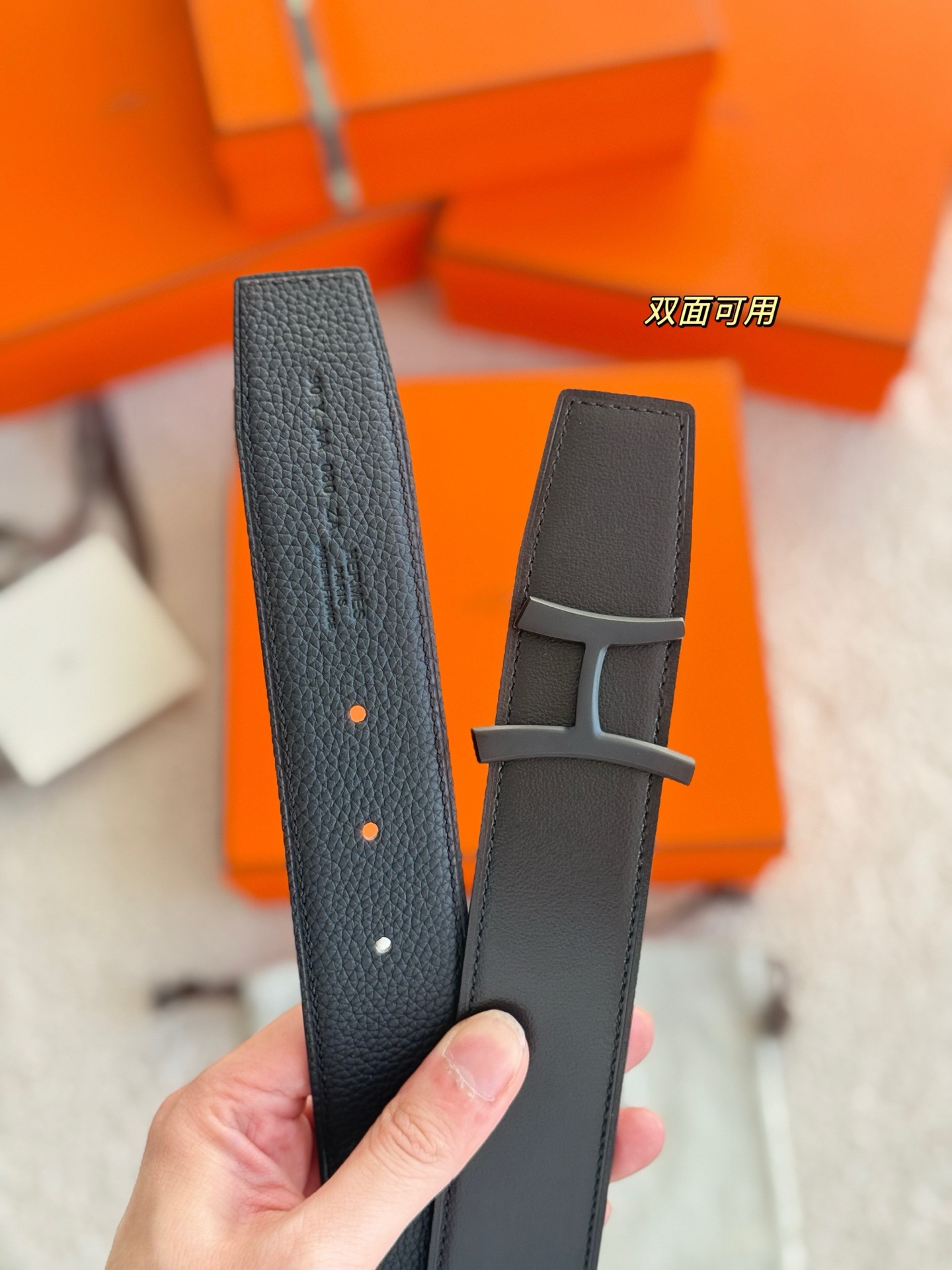 Hermes 에르메스 스크립트 버클 벨트 38mm – 앱솜 / 토고 가죽 (양면 리버서블) 8