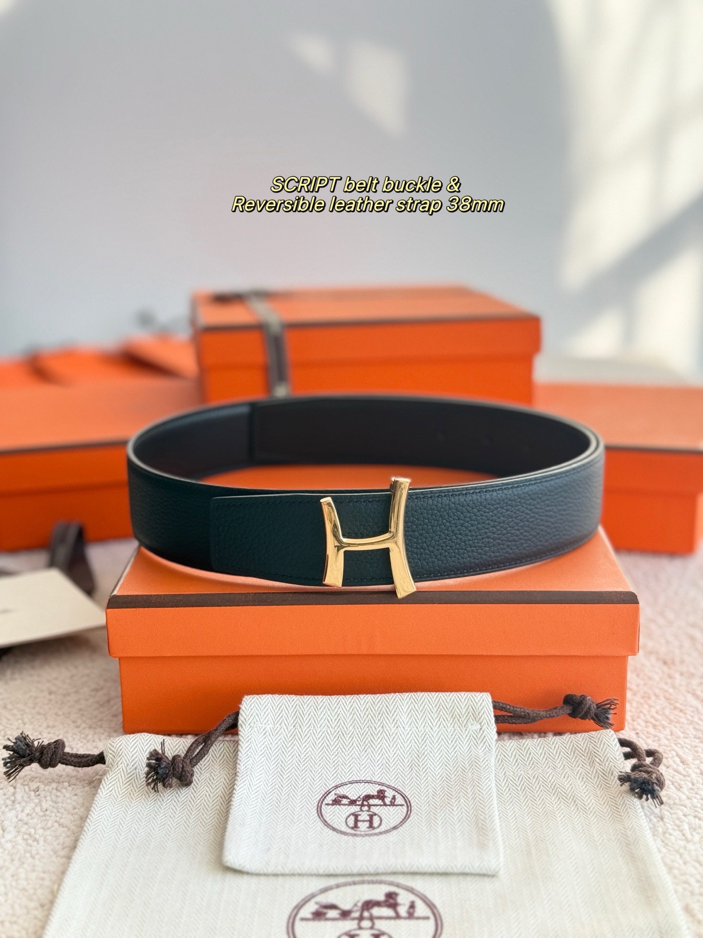 Hermes 에르메스 스크립트 버클 벨트 38mm – 앱솜 / 토고 가죽 (양면 리버서블) 2