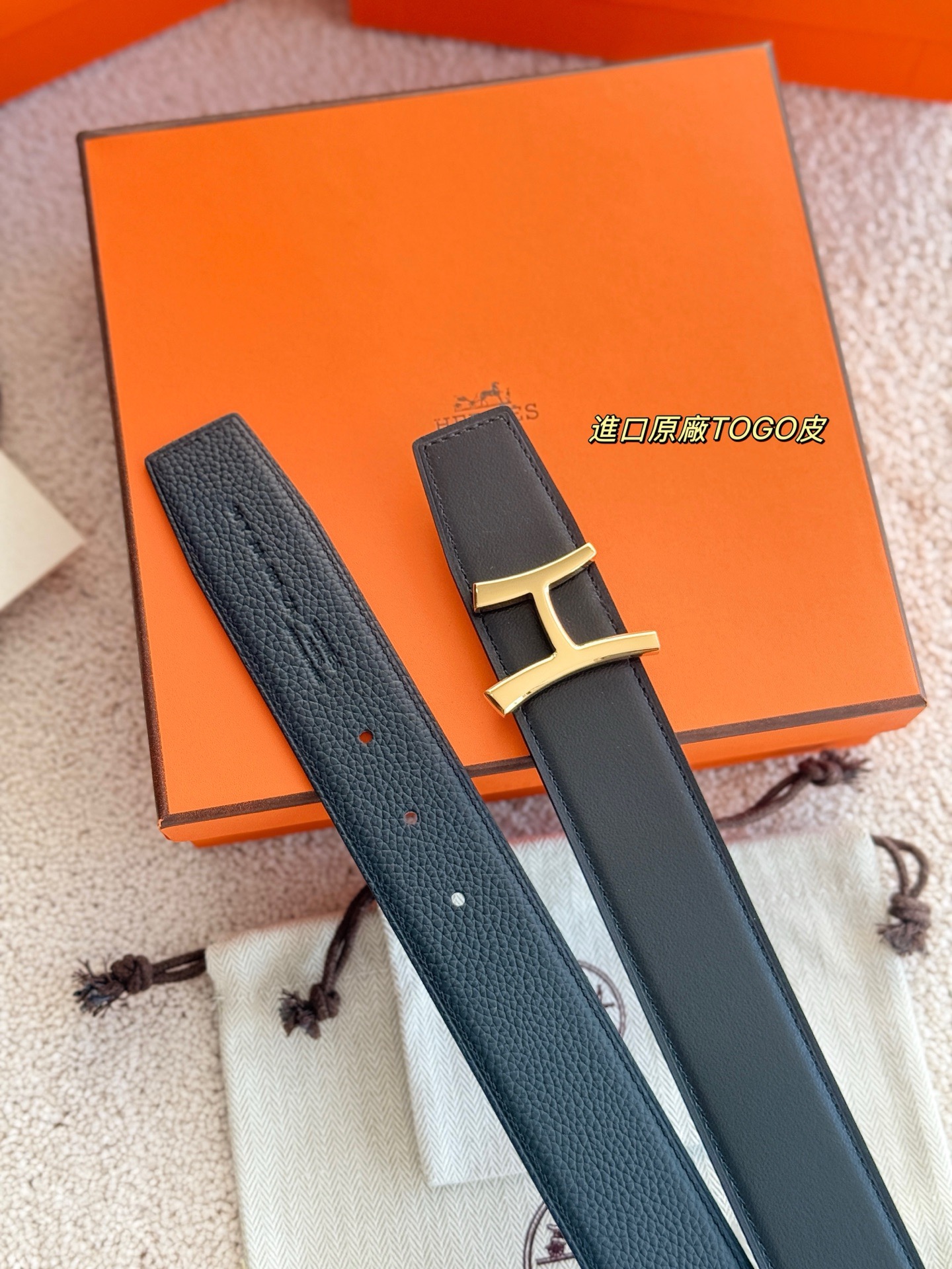 Hermes 에르메스 스크립트 버클 벨트 38mm – 앱솜 / 토고 가죽 (양면 리버서블) 7