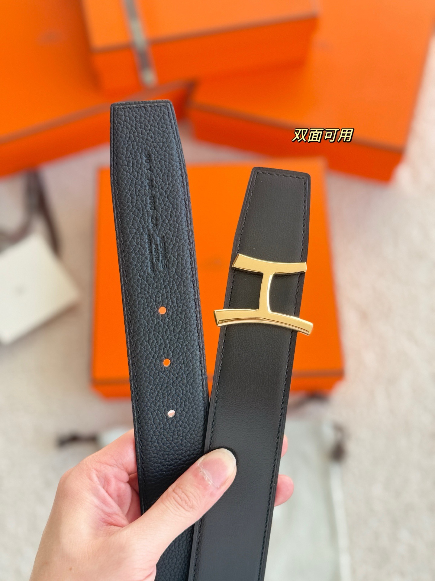 Hermes 에르메스 스크립트 버클 벨트 38mm – 앱솜 / 토고 가죽 (양면 리버서블) 8