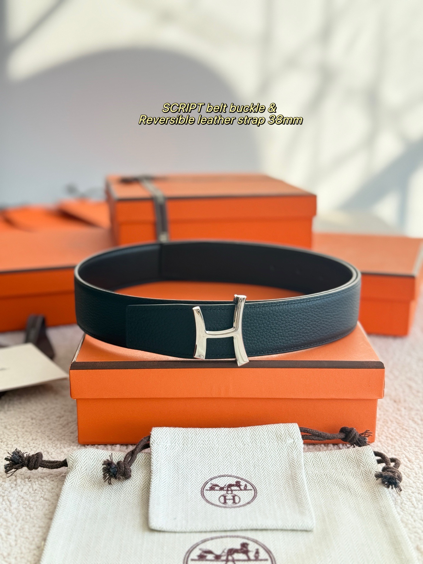 Hermes 에르메스 스크립트 버클 벨트 38mm – 앱솜 / 토고 가죽 (양면 리버서블) 2