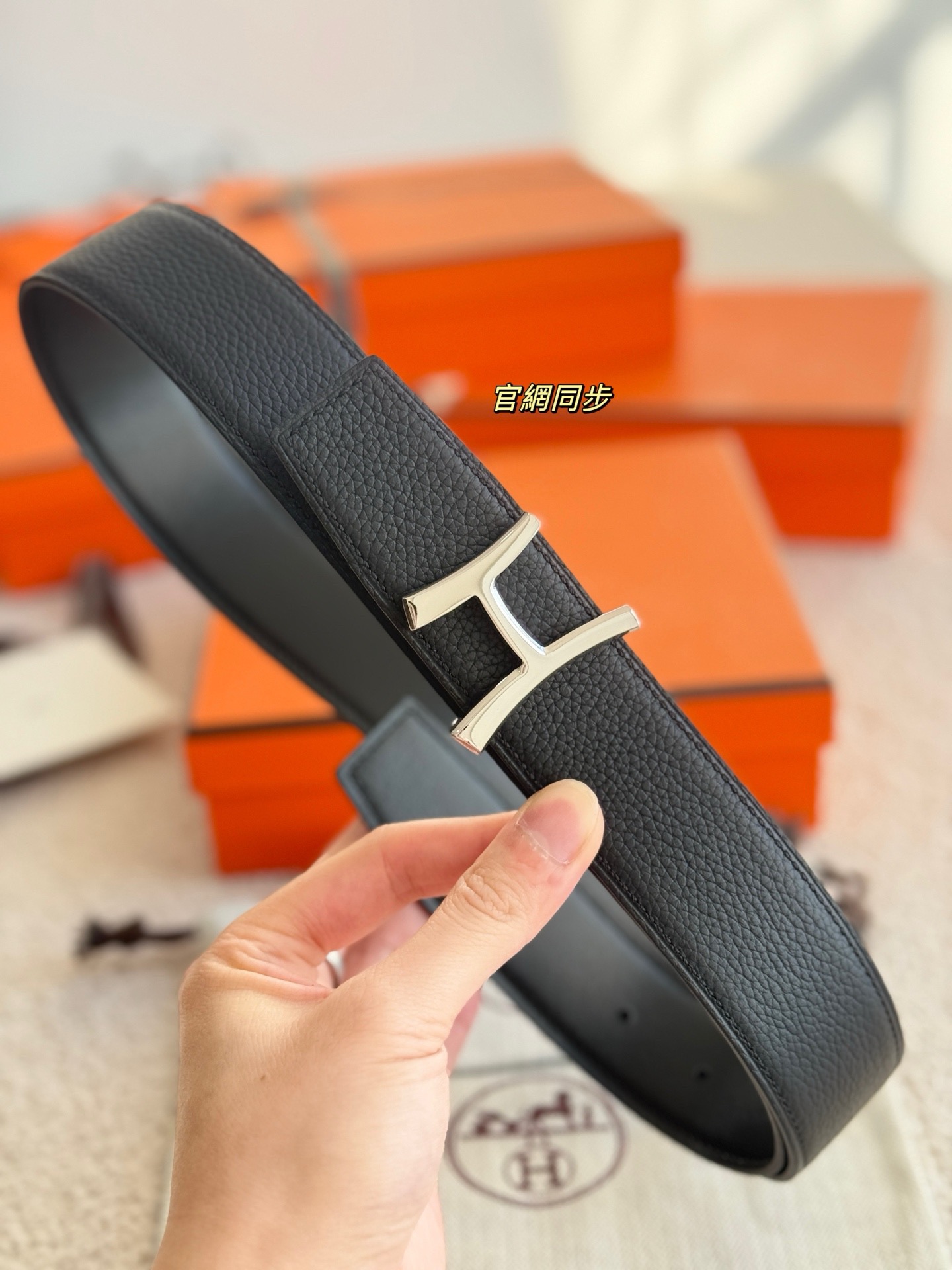 Hermes 에르메스 스크립트 버클 벨트 38mm – 앱솜 / 토고 가죽 (양면 리버서블) 3