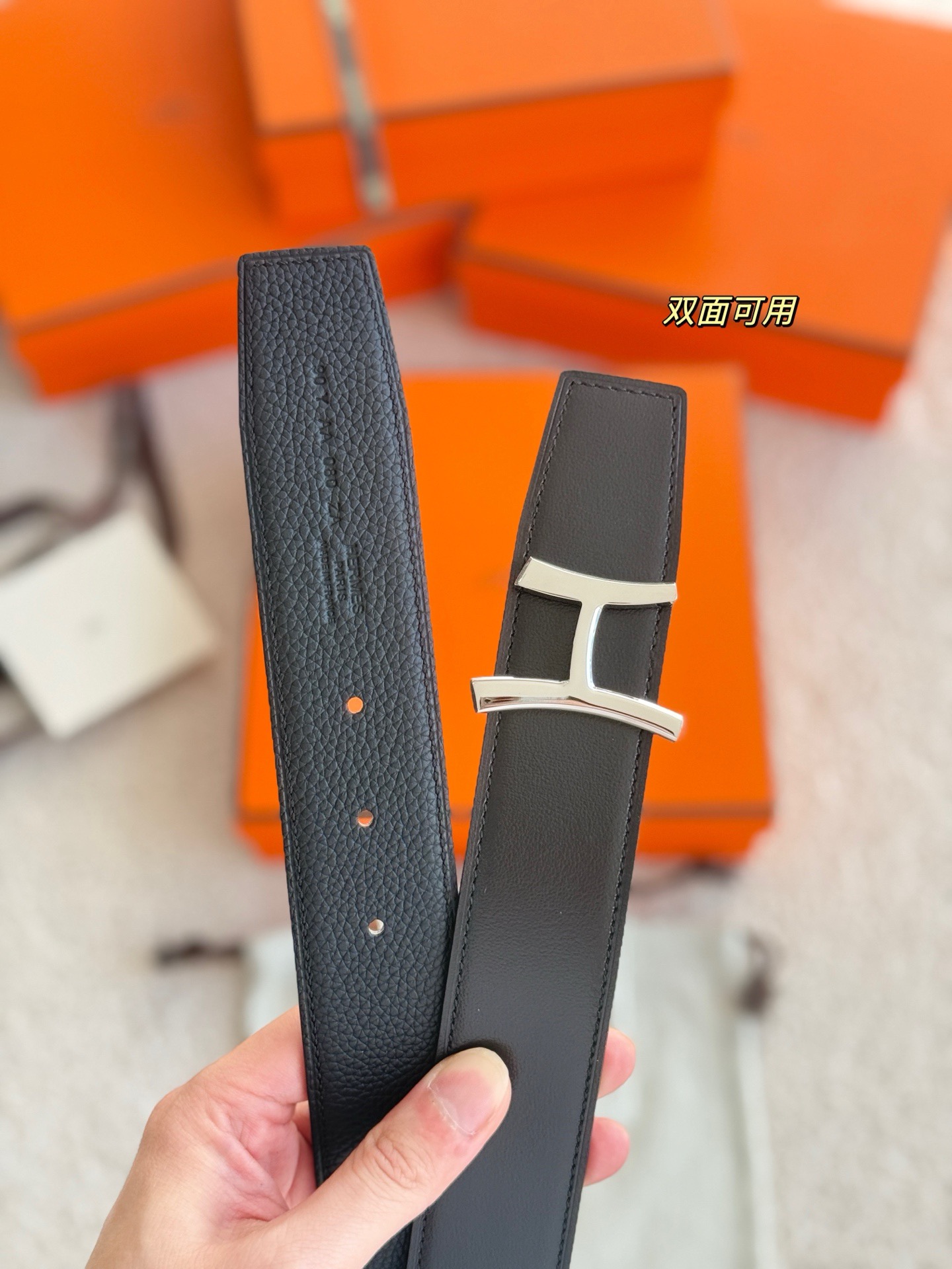 Hermes 에르메스 스크립트 버클 벨트 38mm – 앱솜 / 토고 가죽 (양면 리버서블) 8
