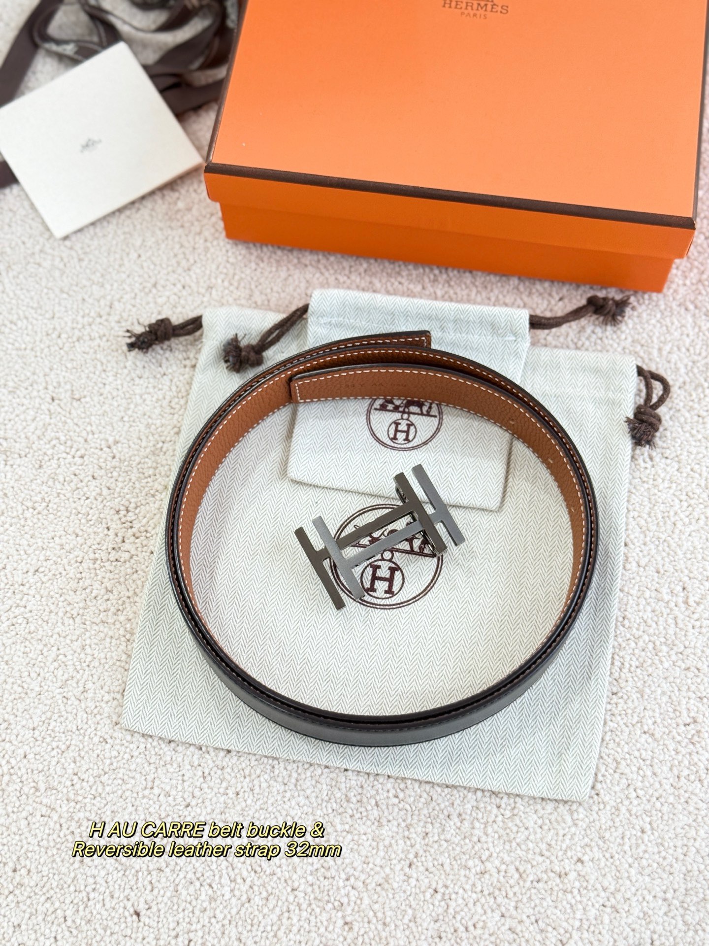 Hermes 에르메스 H AU CARRE 토고 리버서블 가죽 벨트 32mm 1