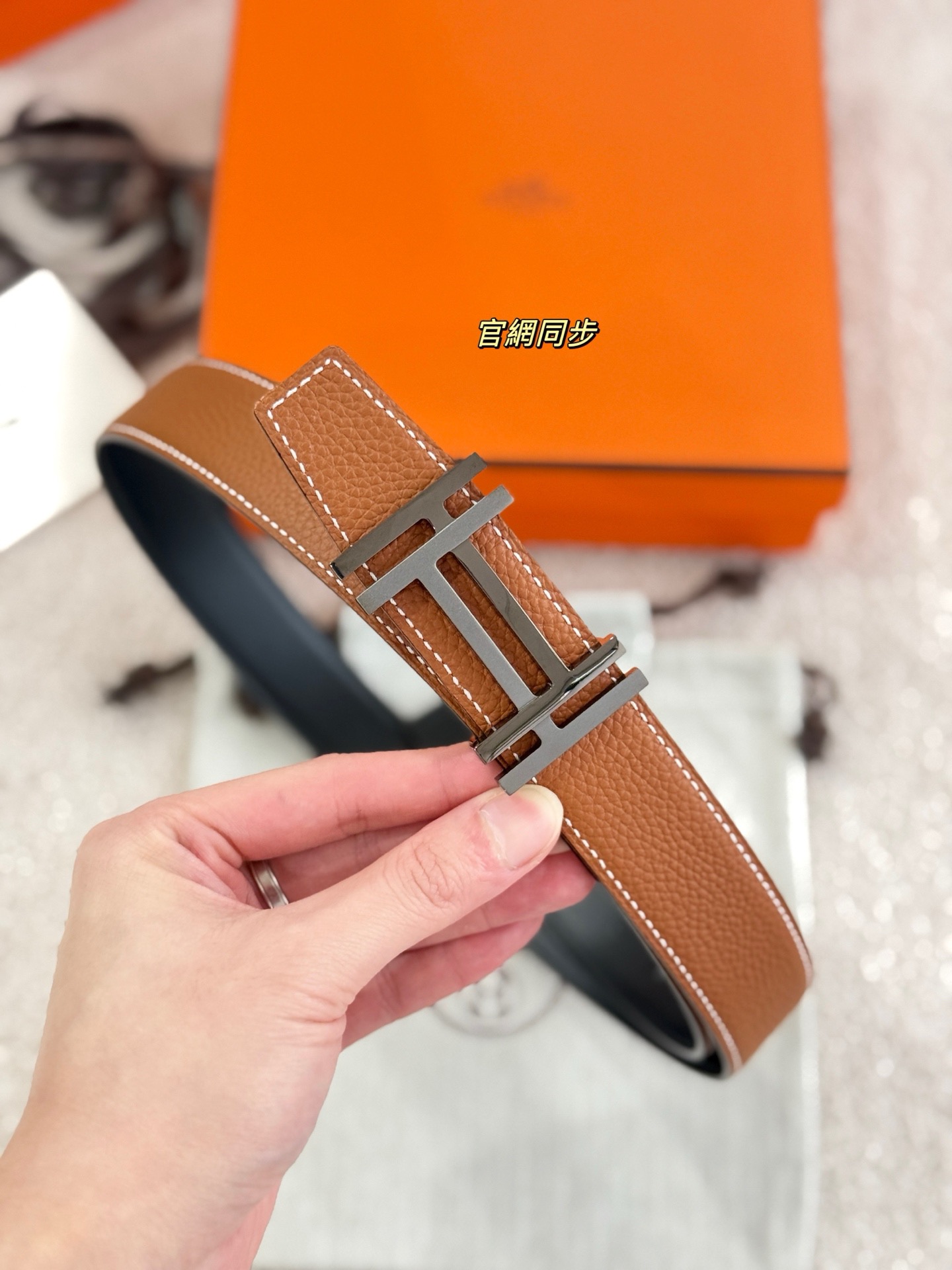Hermes 에르메스 H AU CARRE 토고 리버서블 가죽 벨트 32mm 3