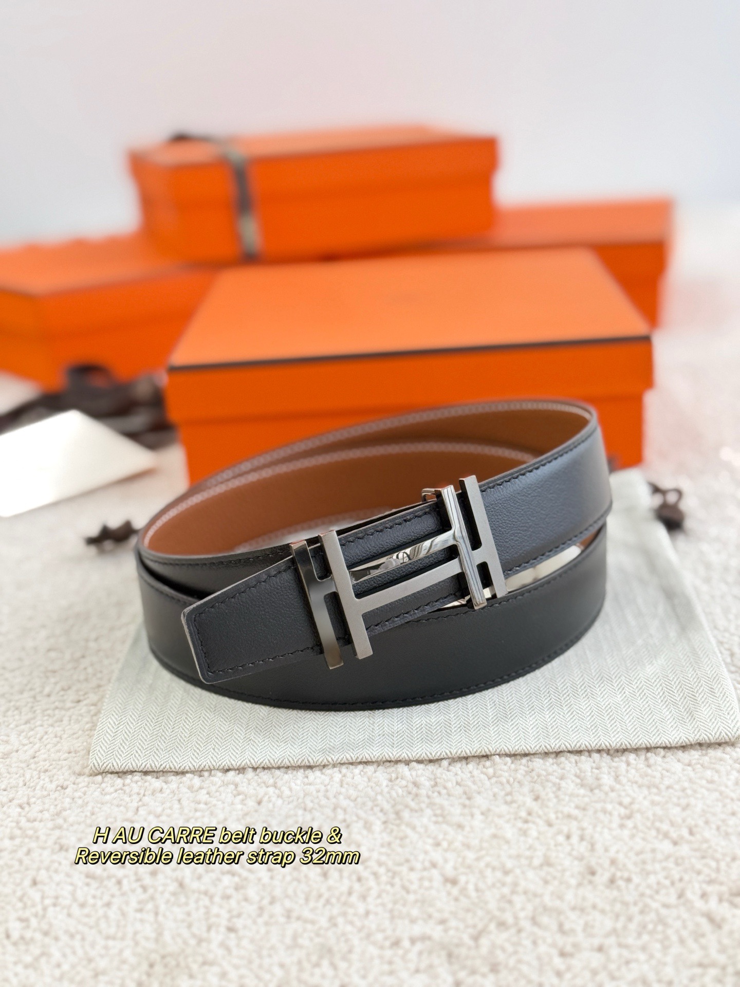 Hermes 에르메스 H AU CARRE 토고 리버서블 가죽 벨트 32mm 7