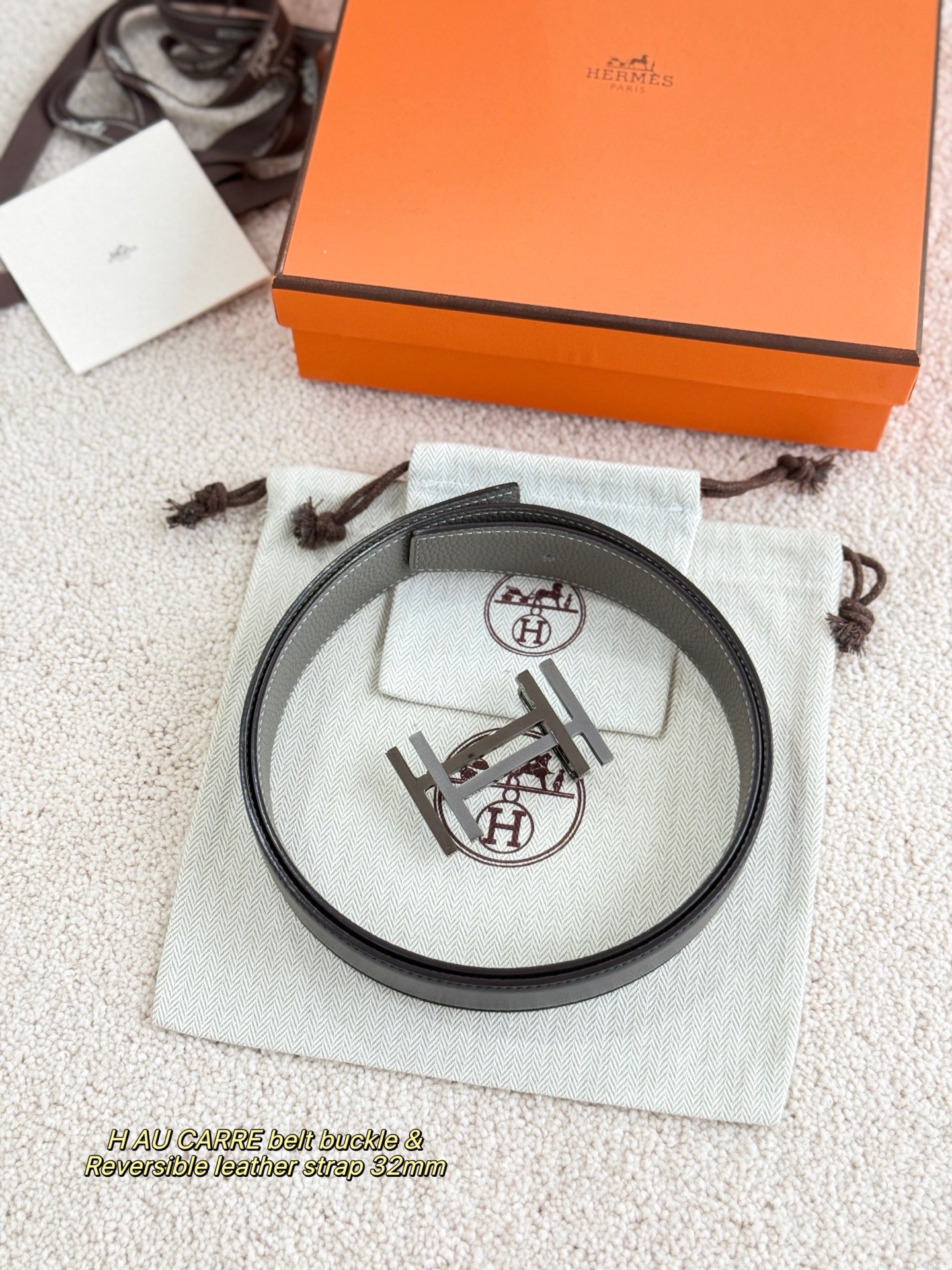 Hermes 에르메스 H AU CARRE 토고 리버서블 가죽 벨트 32mm 1