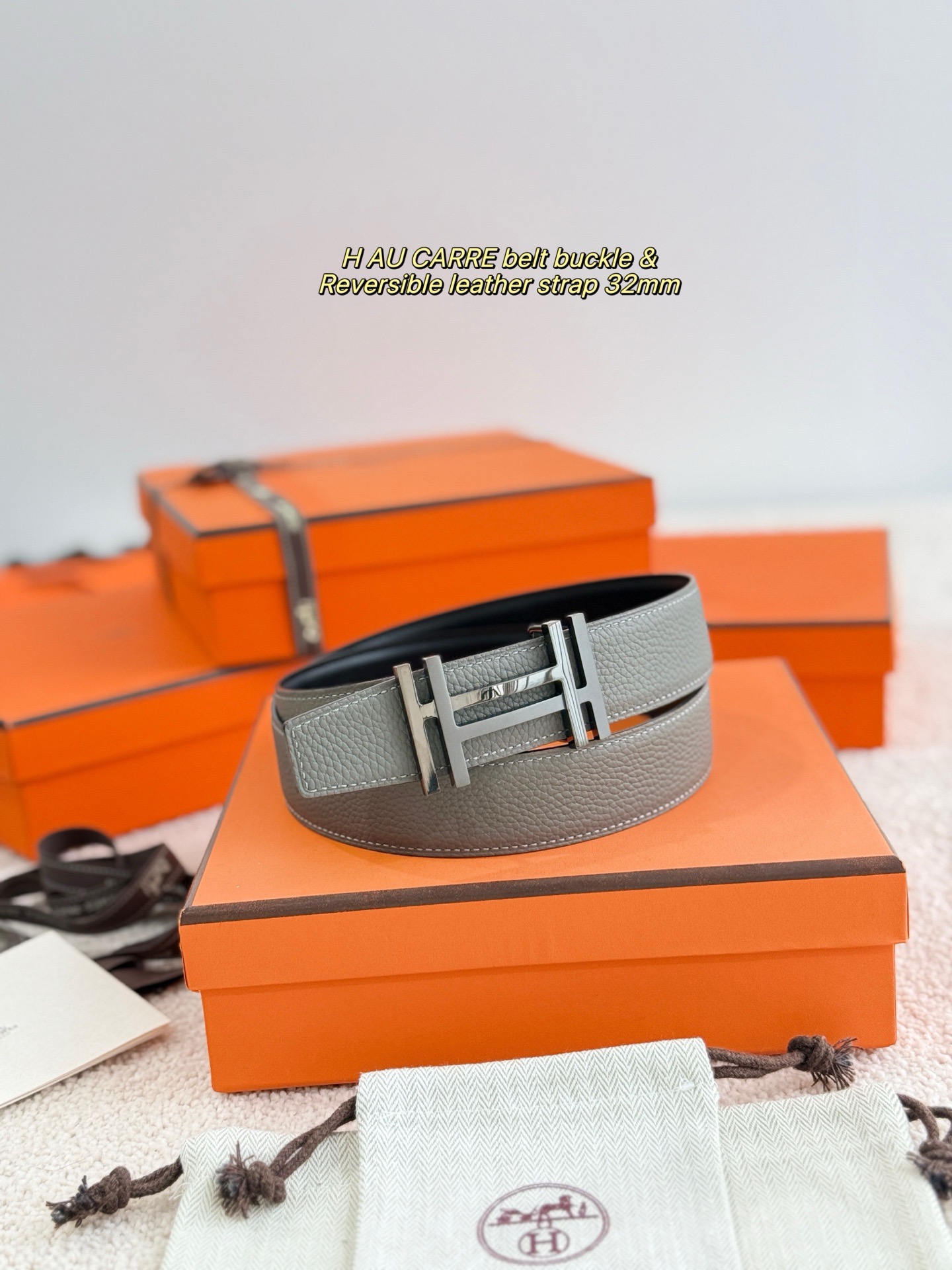 Hermes 에르메스 H AU CARRE 토고 리버서블 가죽 벨트 32mm 2