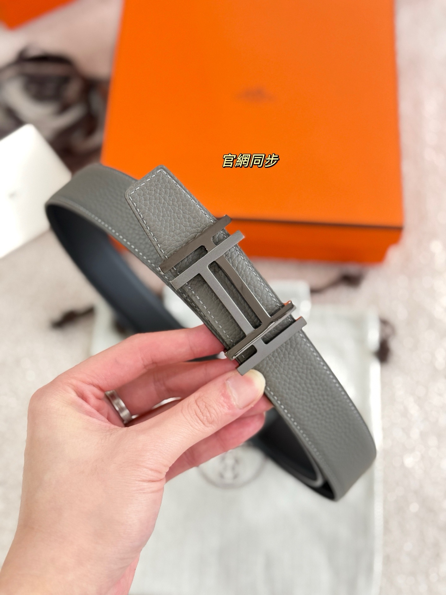 Hermes 에르메스 H AU CARRE 토고 리버서블 가죽 벨트 32mm 3