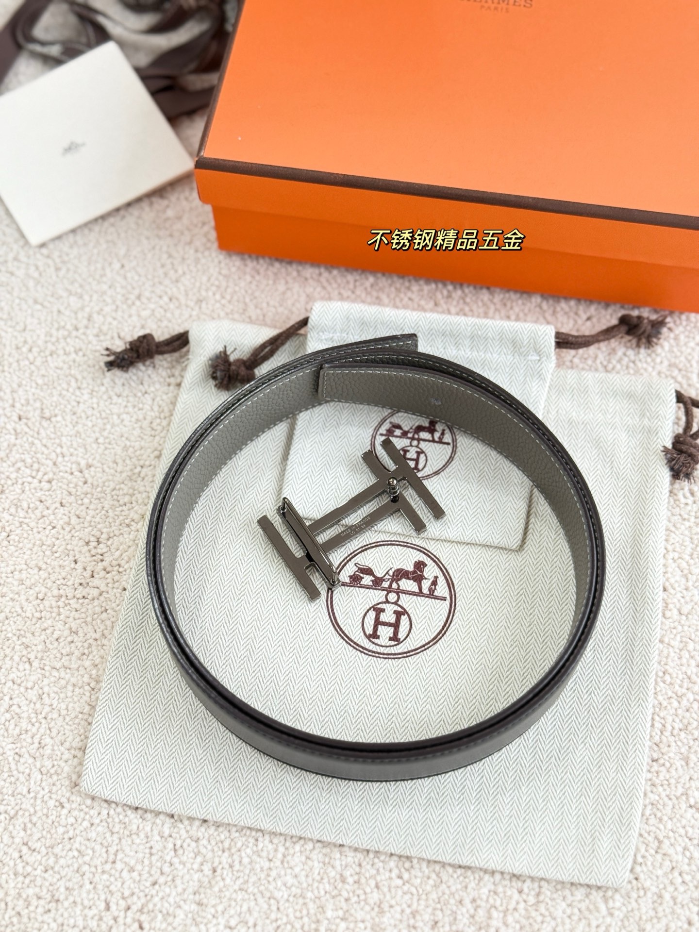 Hermes 에르메스 H AU CARRE 토고 리버서블 가죽 벨트 32mm 5