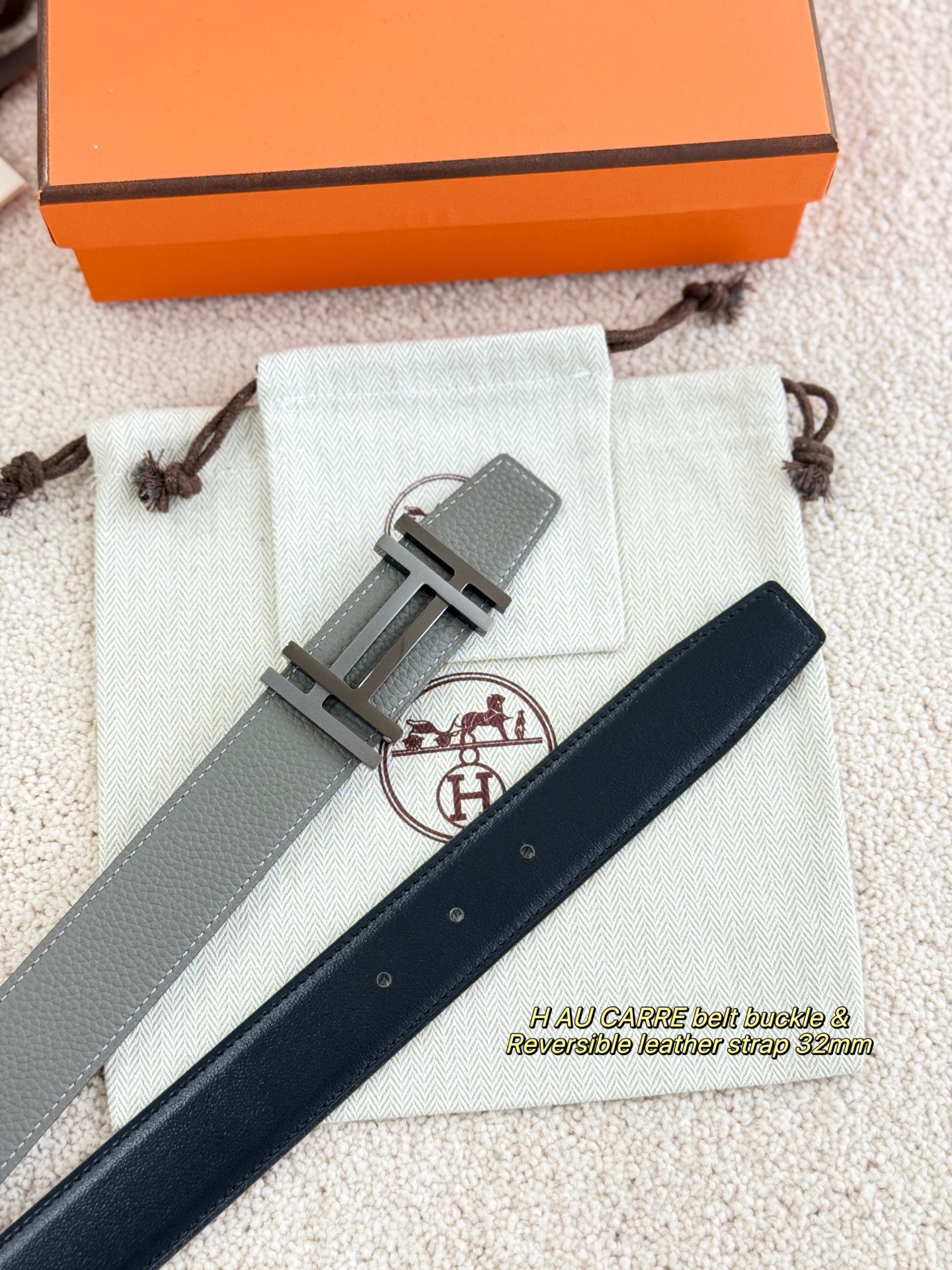Hermes 에르메스 H AU CARRE 토고 리버서블 가죽 벨트 32mm 6