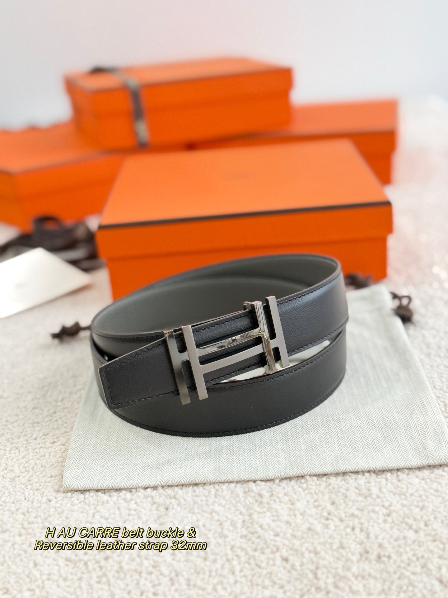 Hermes 에르메스 H AU CARRE 토고 리버서블 가죽 벨트 32mm 7