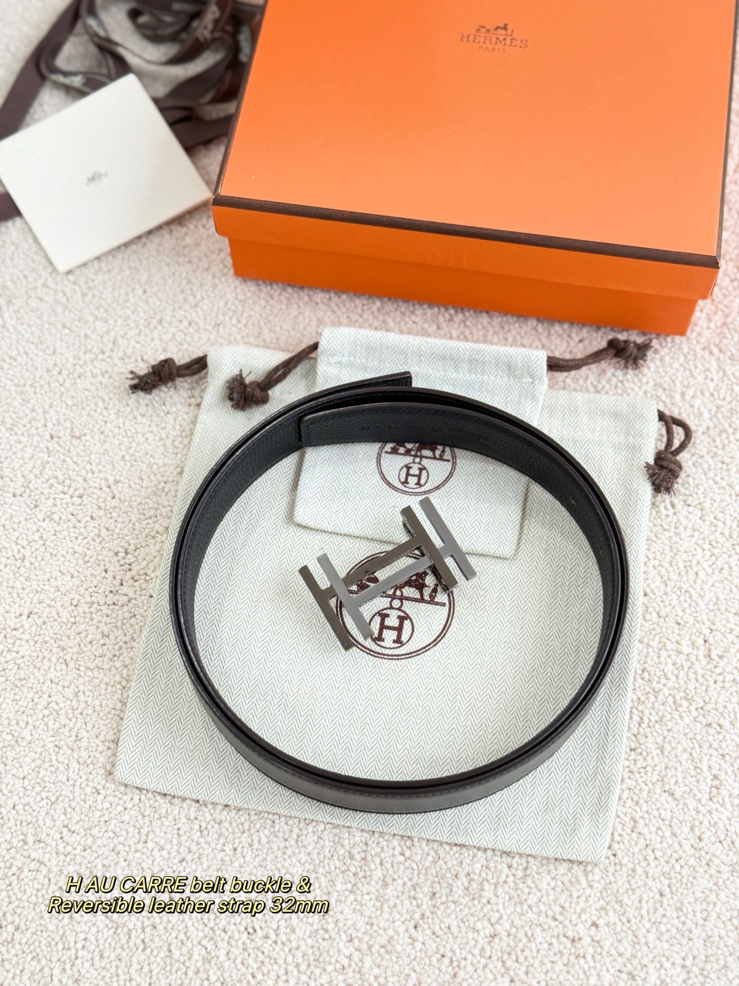 Hermes 에르메스 H AU CARRE 토고 리버서블 가죽 벨트 32mm 1